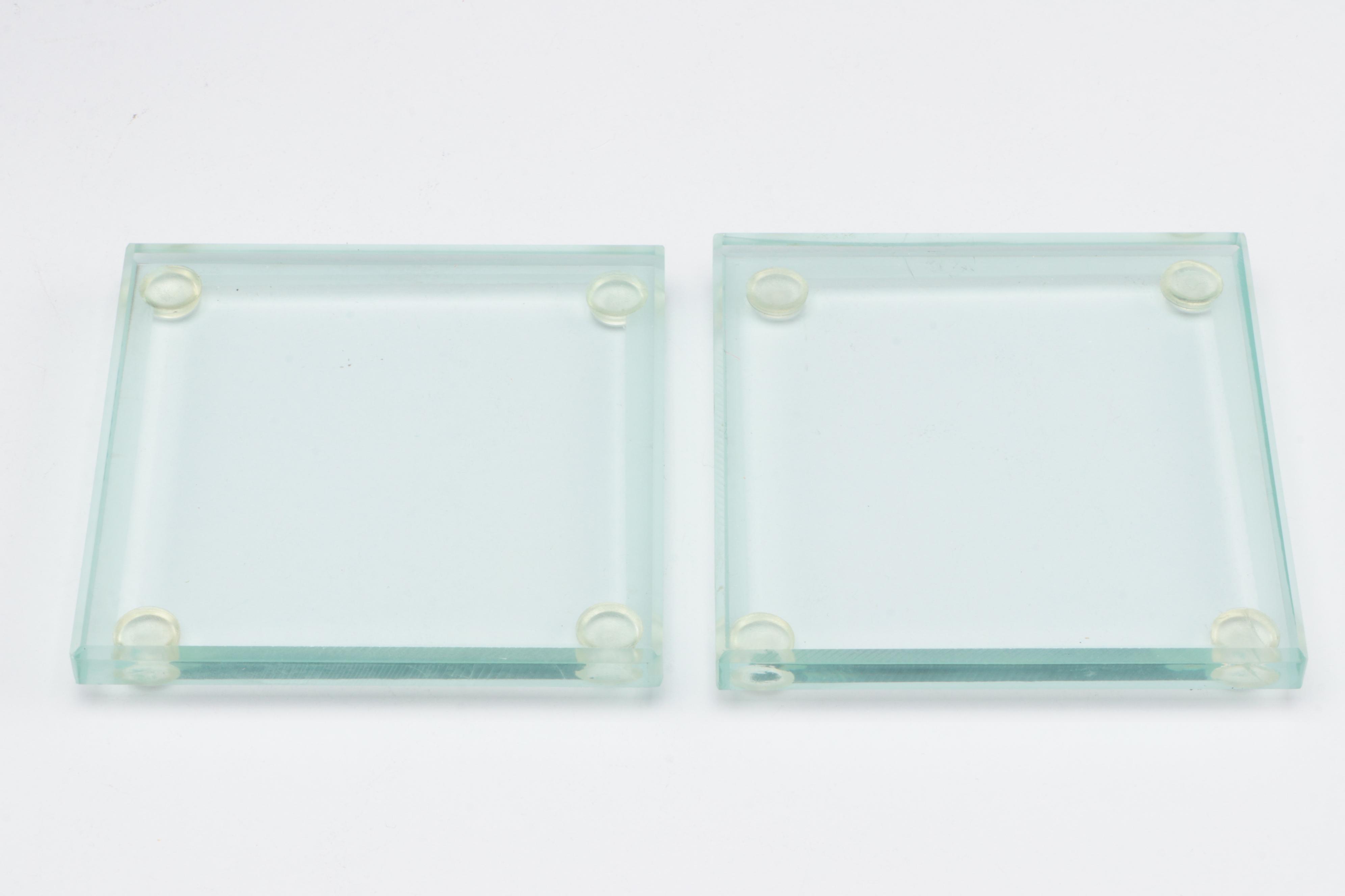 Godinger Chromed Metal Candlesticks With Candle Stand and Glass Coasters