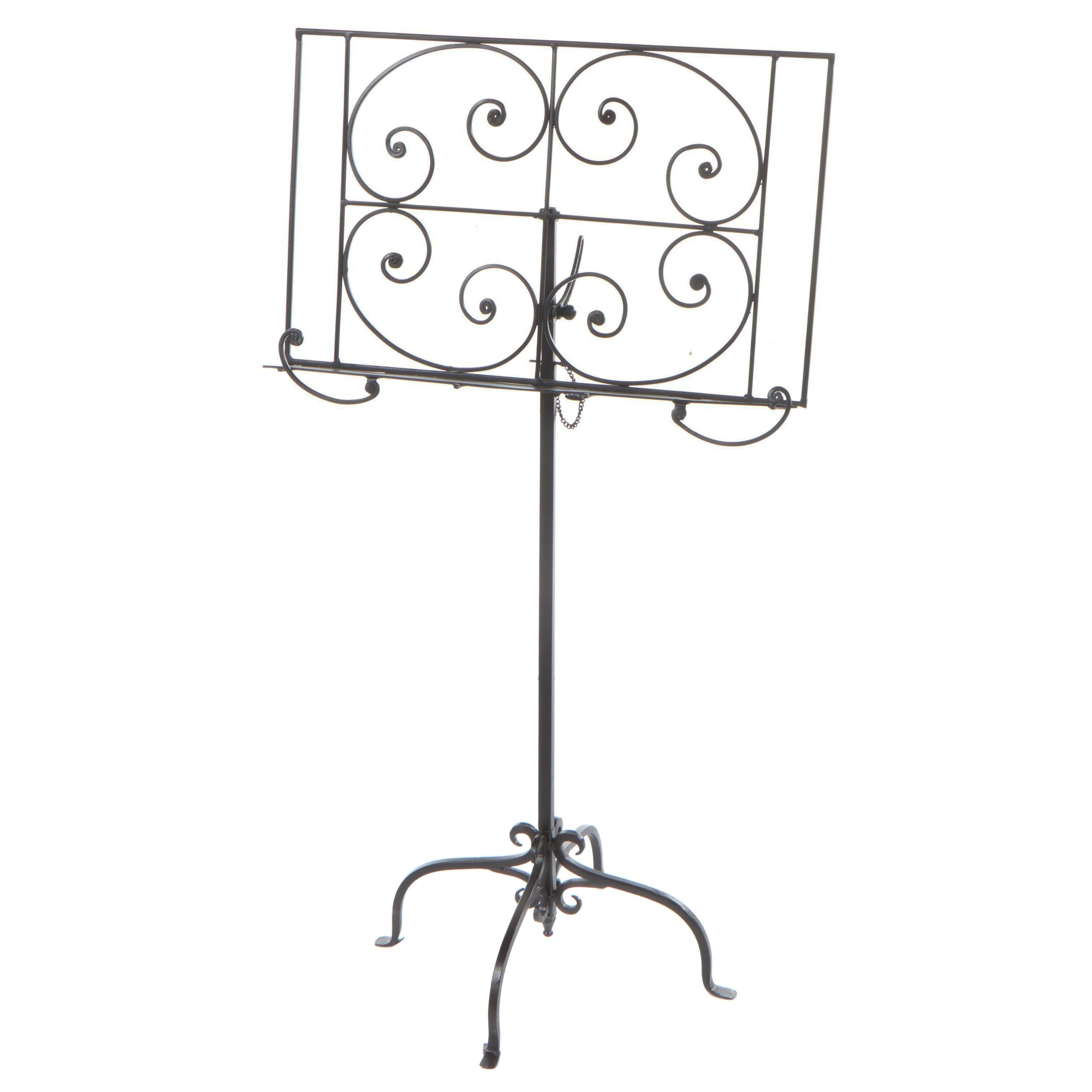 Patinated and Scrolled Metal Adjustable Music Stand