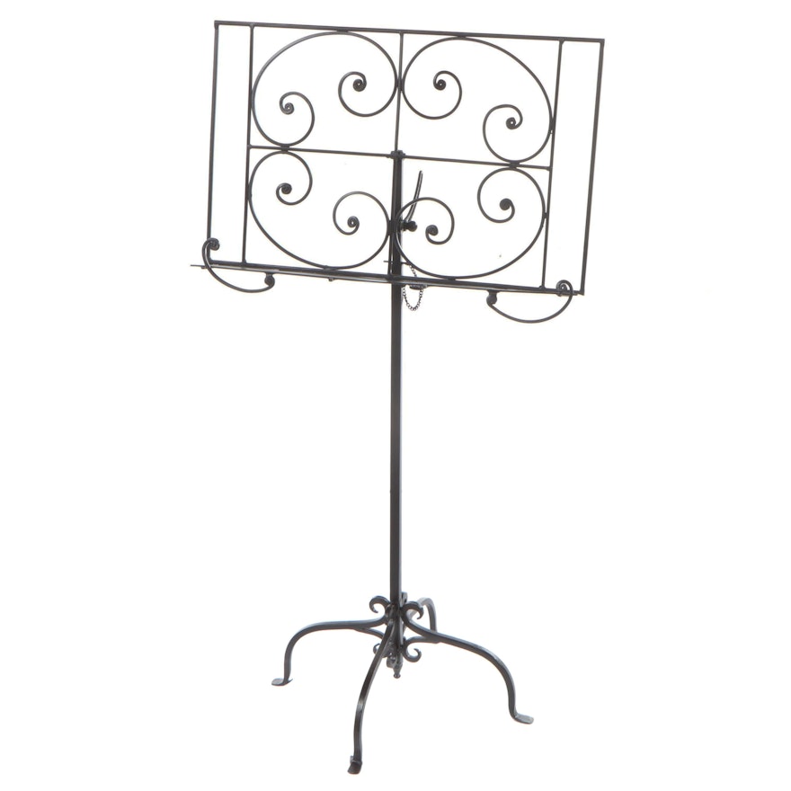 Patinated and Scrolled Metal Adjustable Music Stand