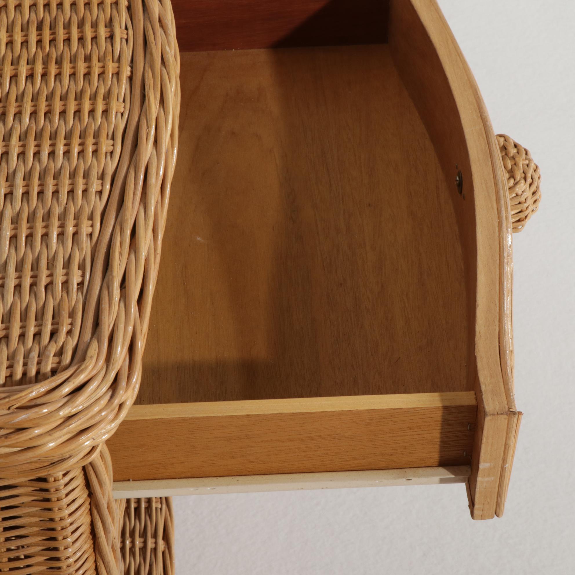 Pier 1 "San Angelo" Wicker Nightstands and Headboard with 8-Basket Wooden Chest