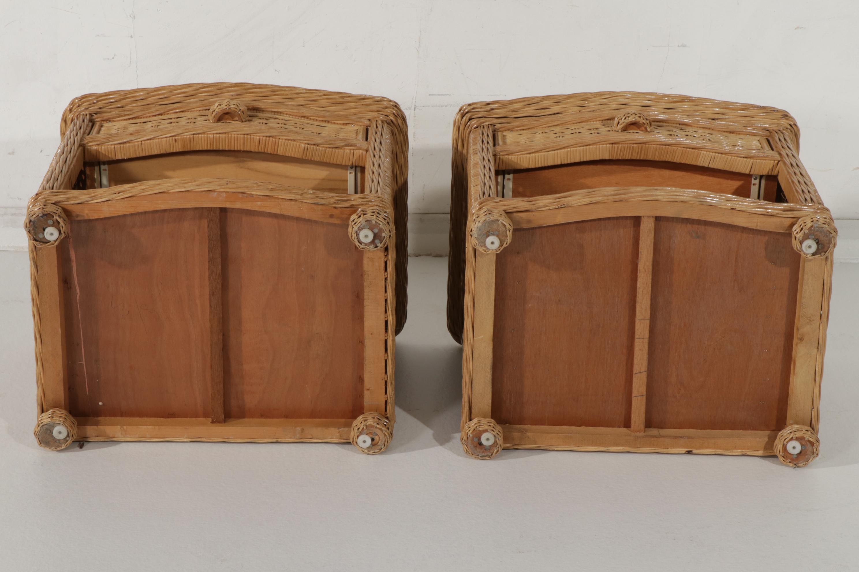 Pier 1 "San Angelo" Wicker Nightstands and Headboard with 8-Basket Wooden Chest