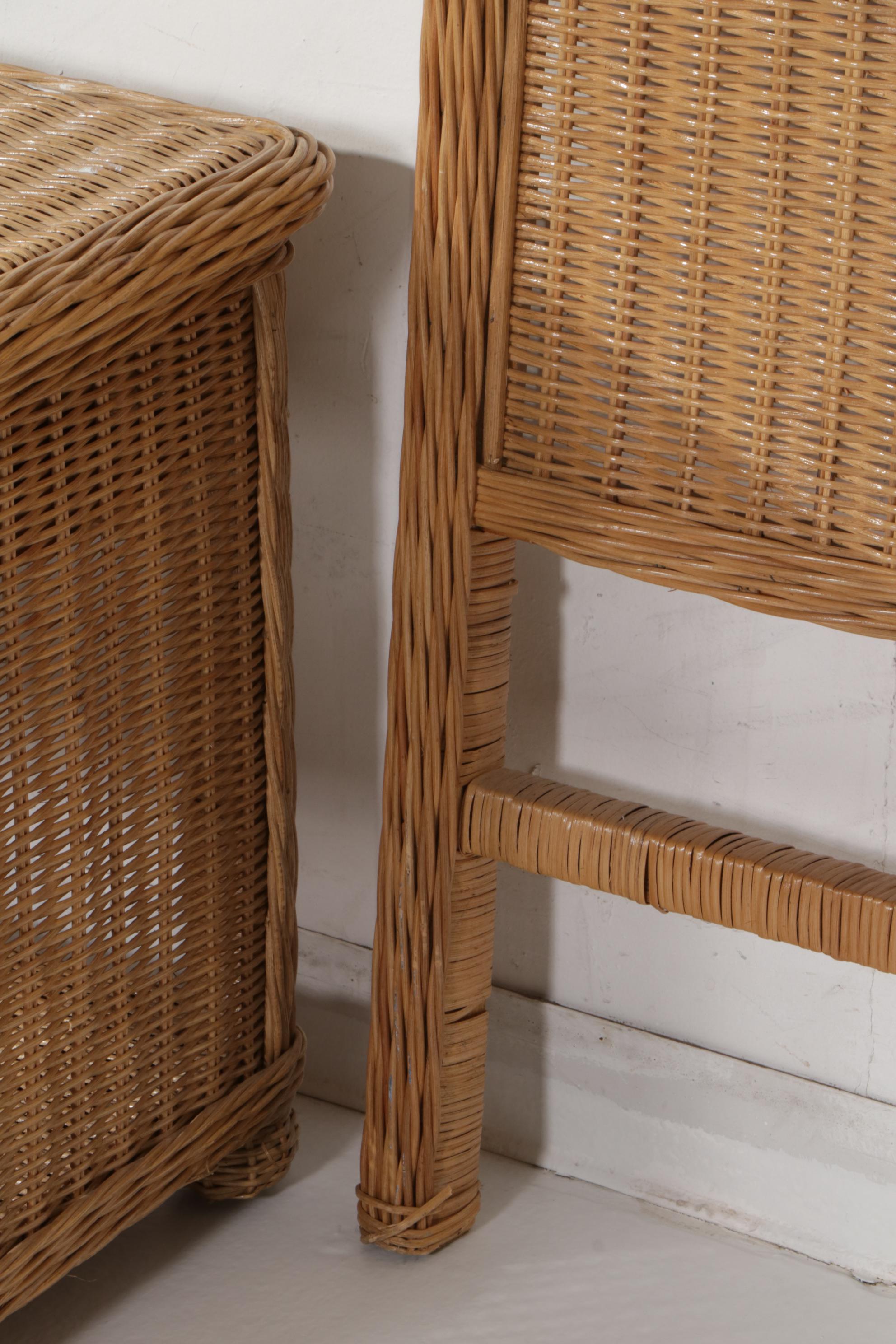 Pier 1 "San Angelo" Wicker Nightstands and Headboard with 8-Basket Wooden Chest