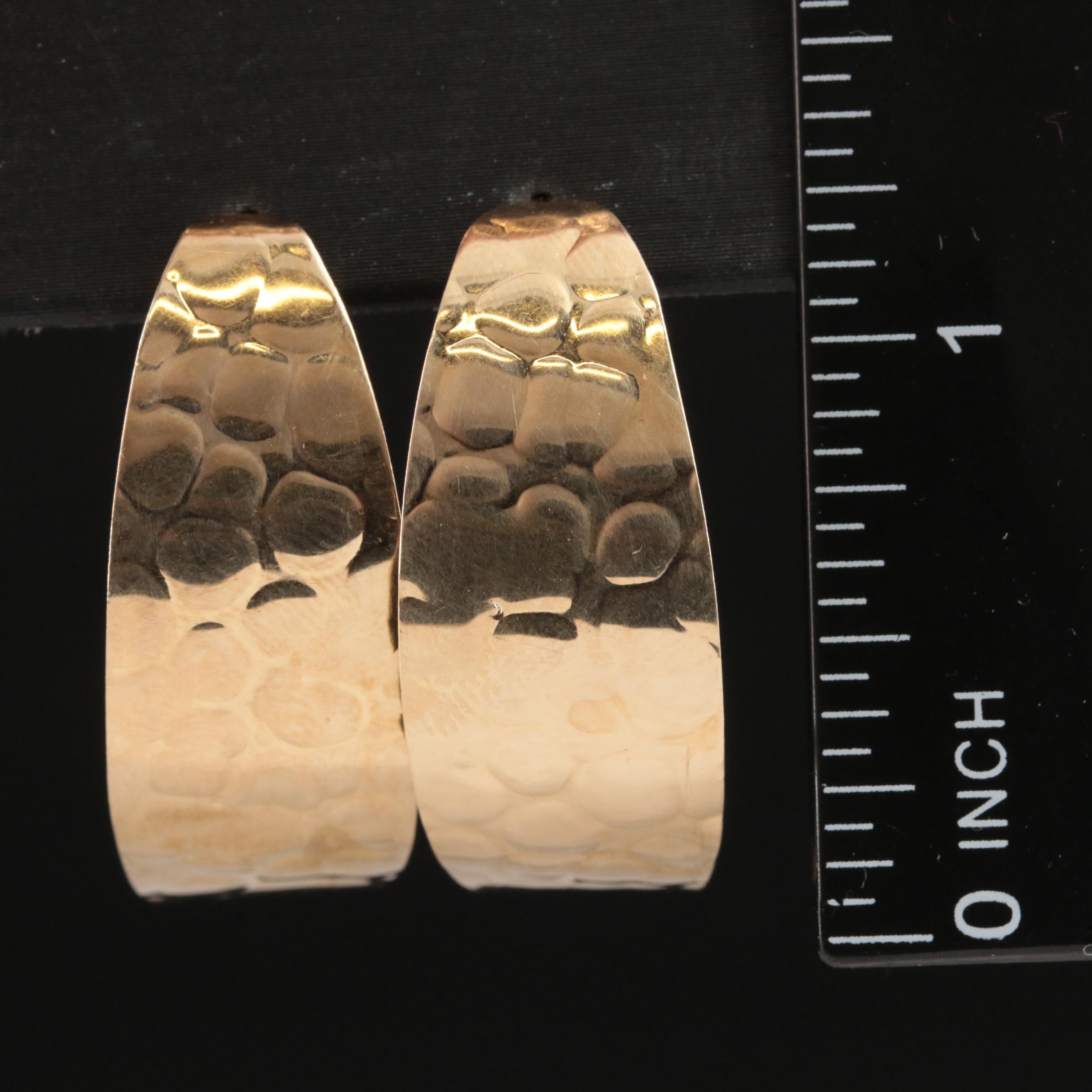 14K Half Hoop Earrings and Sterling Fluted Hoop Earrings