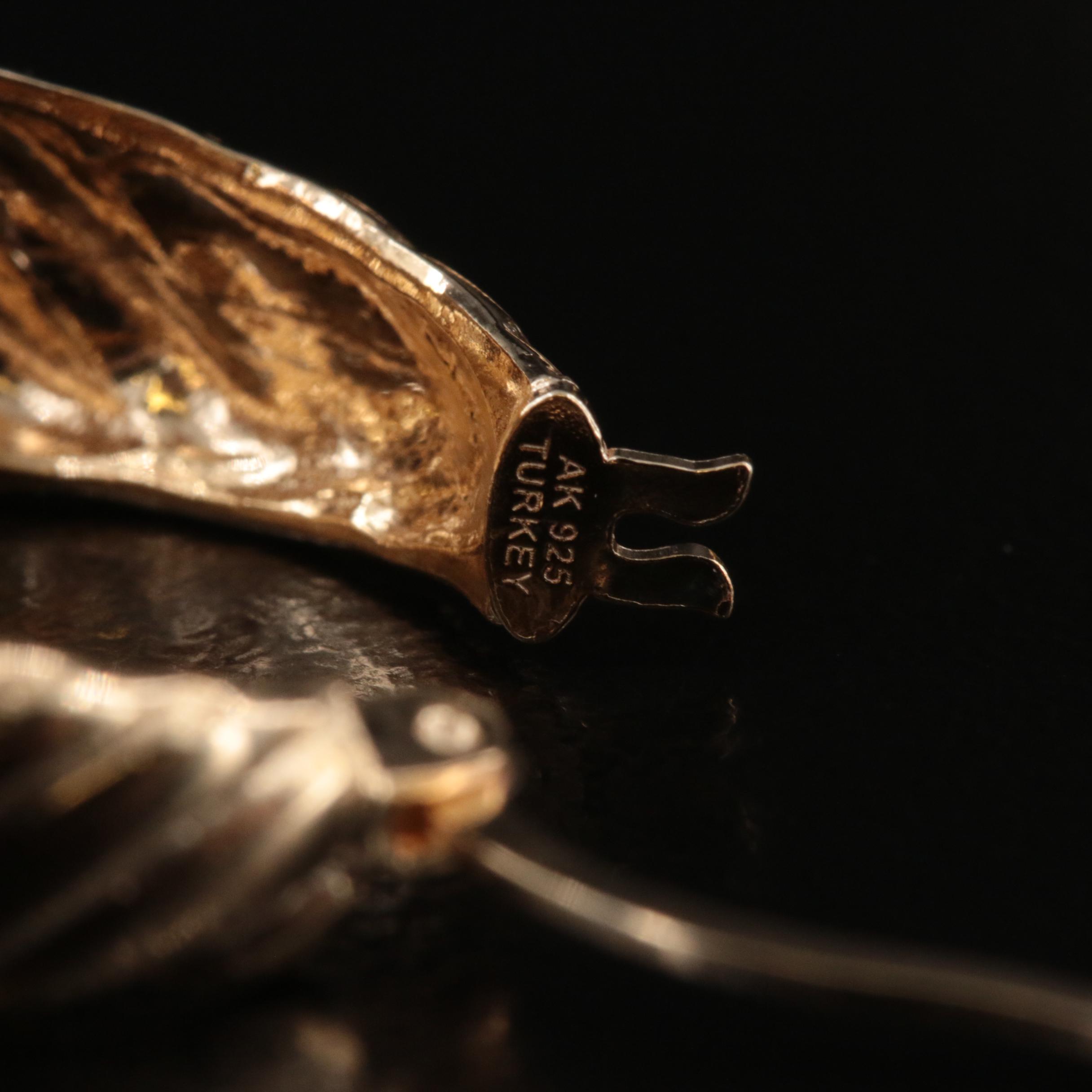 14K Half Hoop Earrings and Sterling Fluted Hoop Earrings