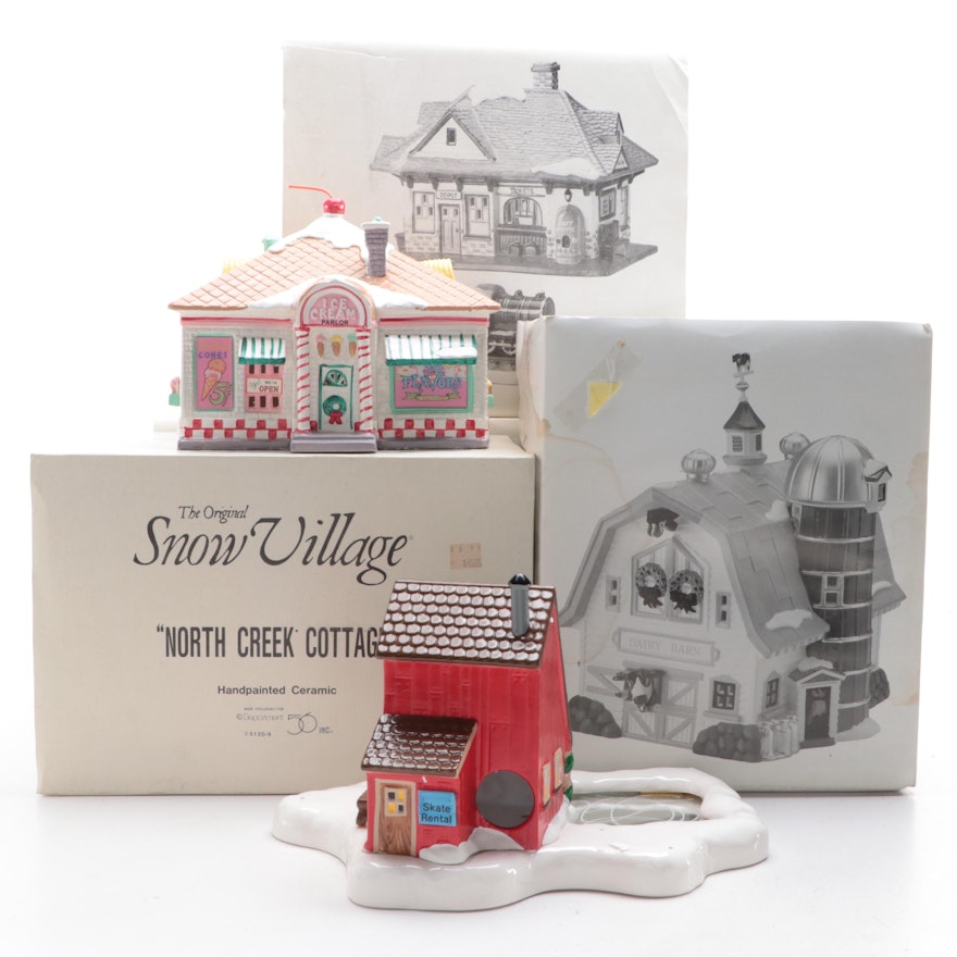 Department 56 Porcelain "56 Flavors" with Other Snow Village Houses