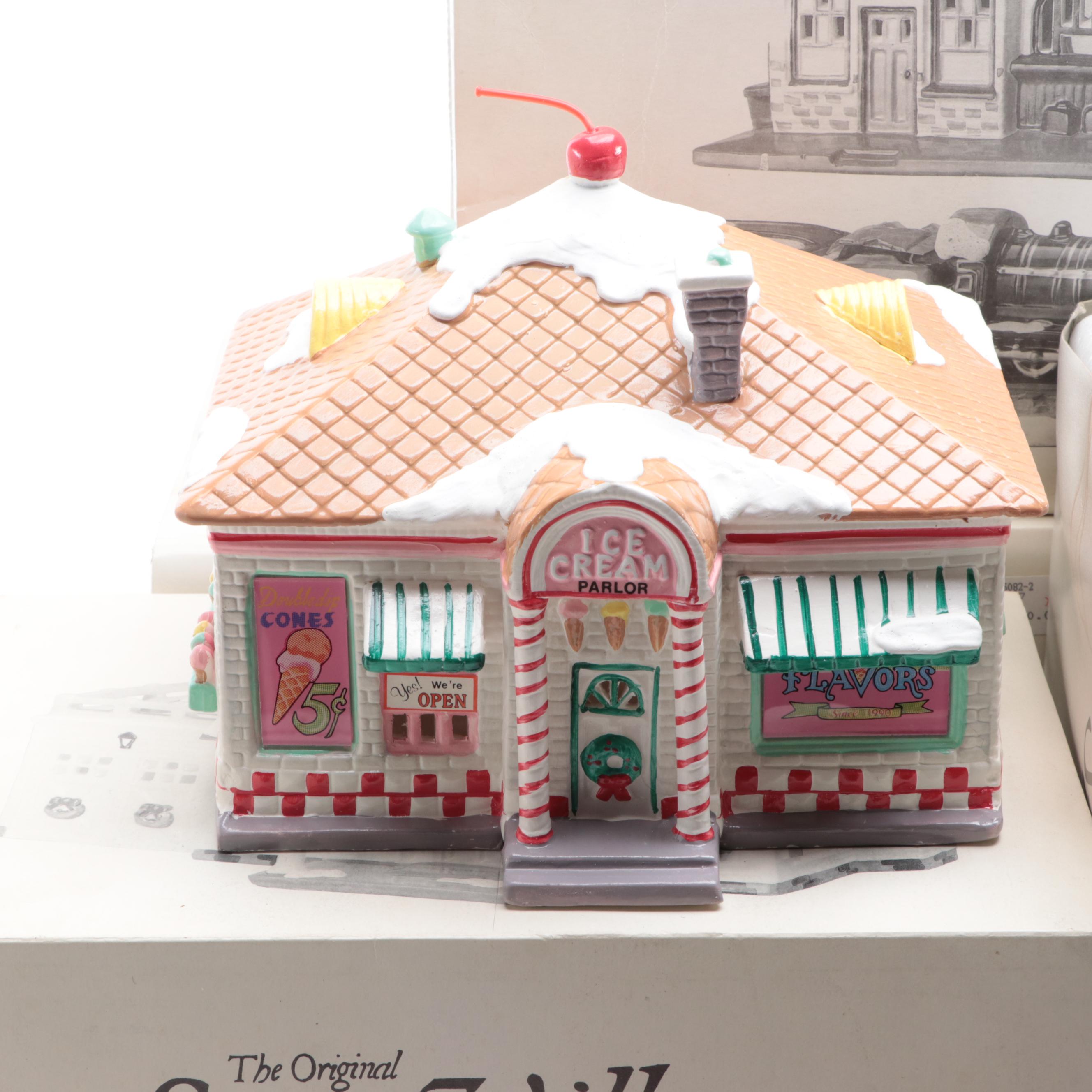 Department 56 Porcelain "56 Flavors" with Other Snow Village Houses