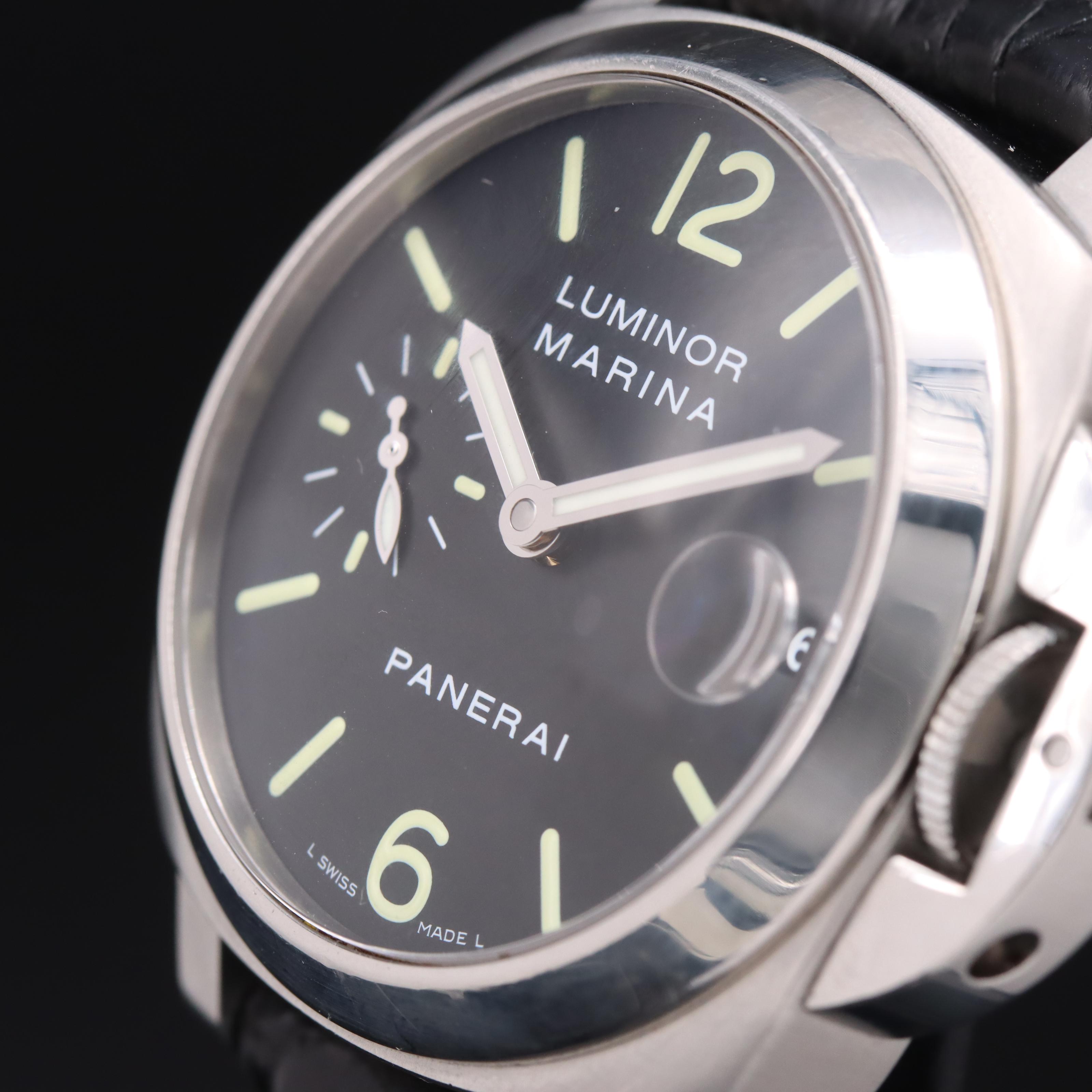 Panerai Luminor Marina Date 40mm Black Steel Automatic Watch