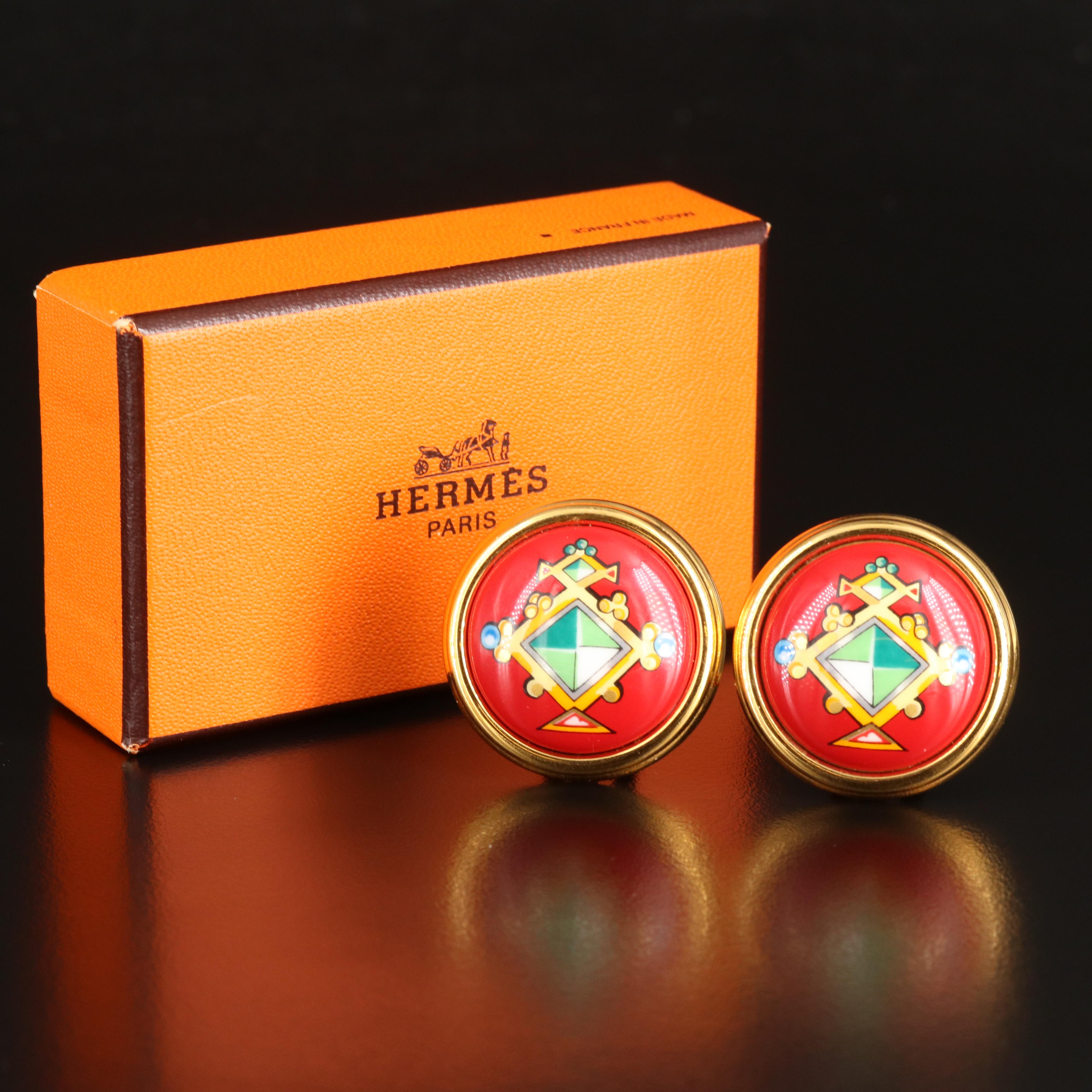 Hermès Enamel Earrings