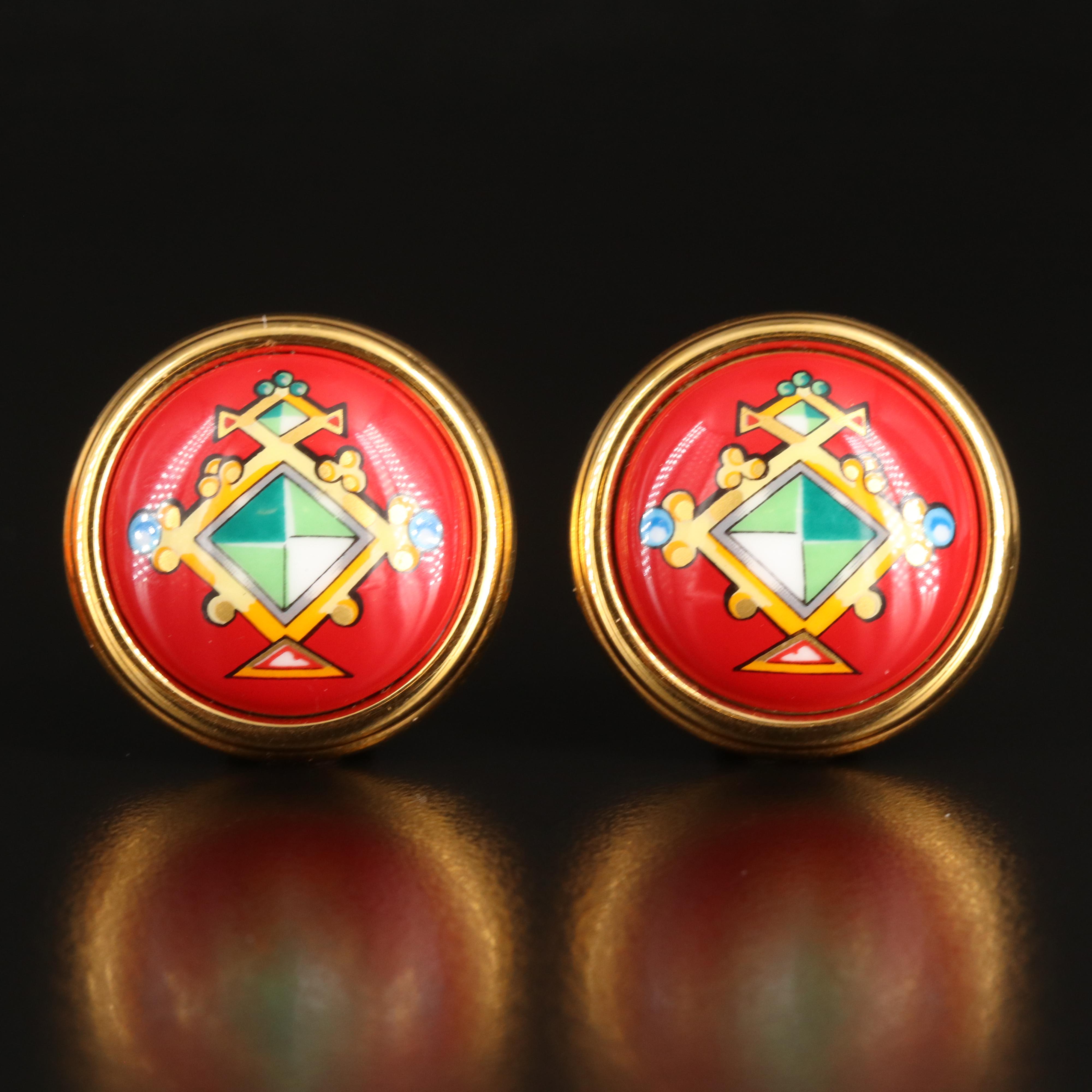 Hermès Enamel Earrings