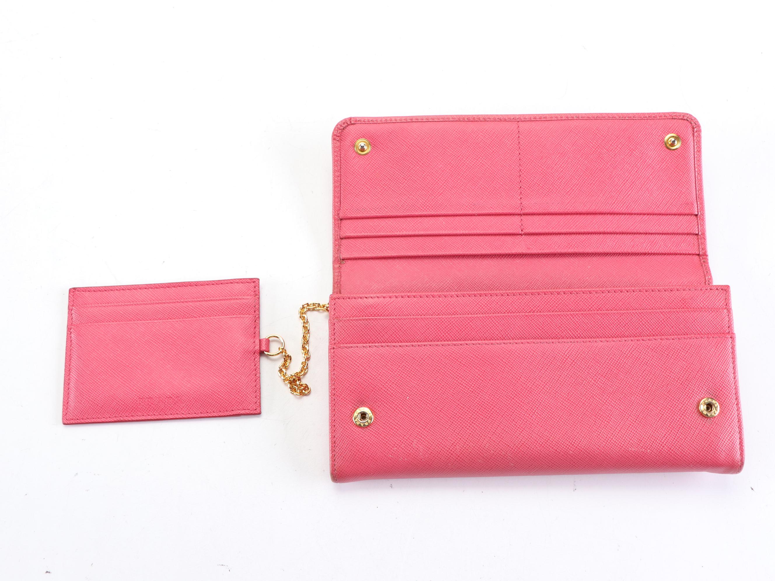 Prada Bow Flap Continental Wallet in Saffiano Leather with Card Case