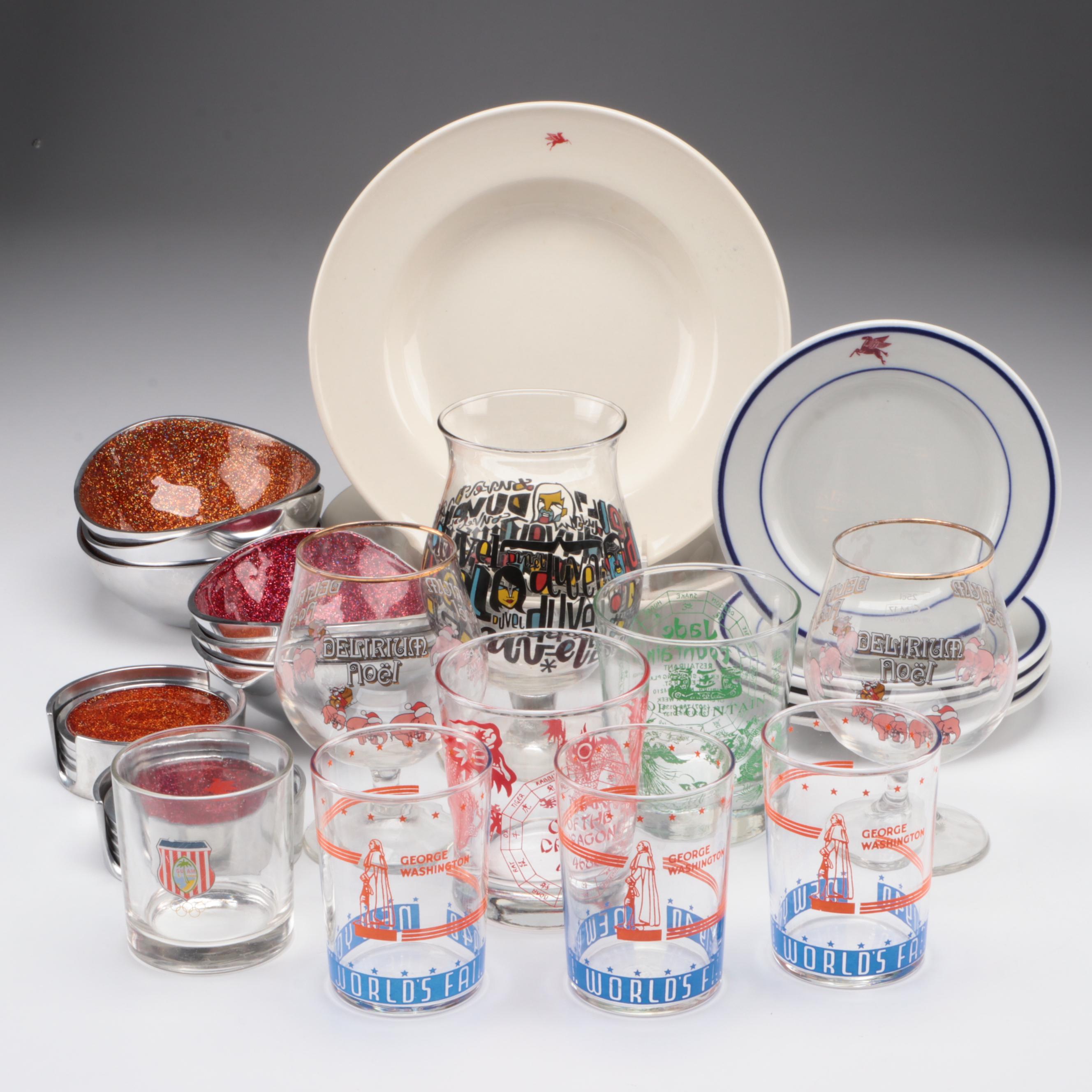 1939 World Fair Glasses with Souvenir, Advertising and Other Tableware