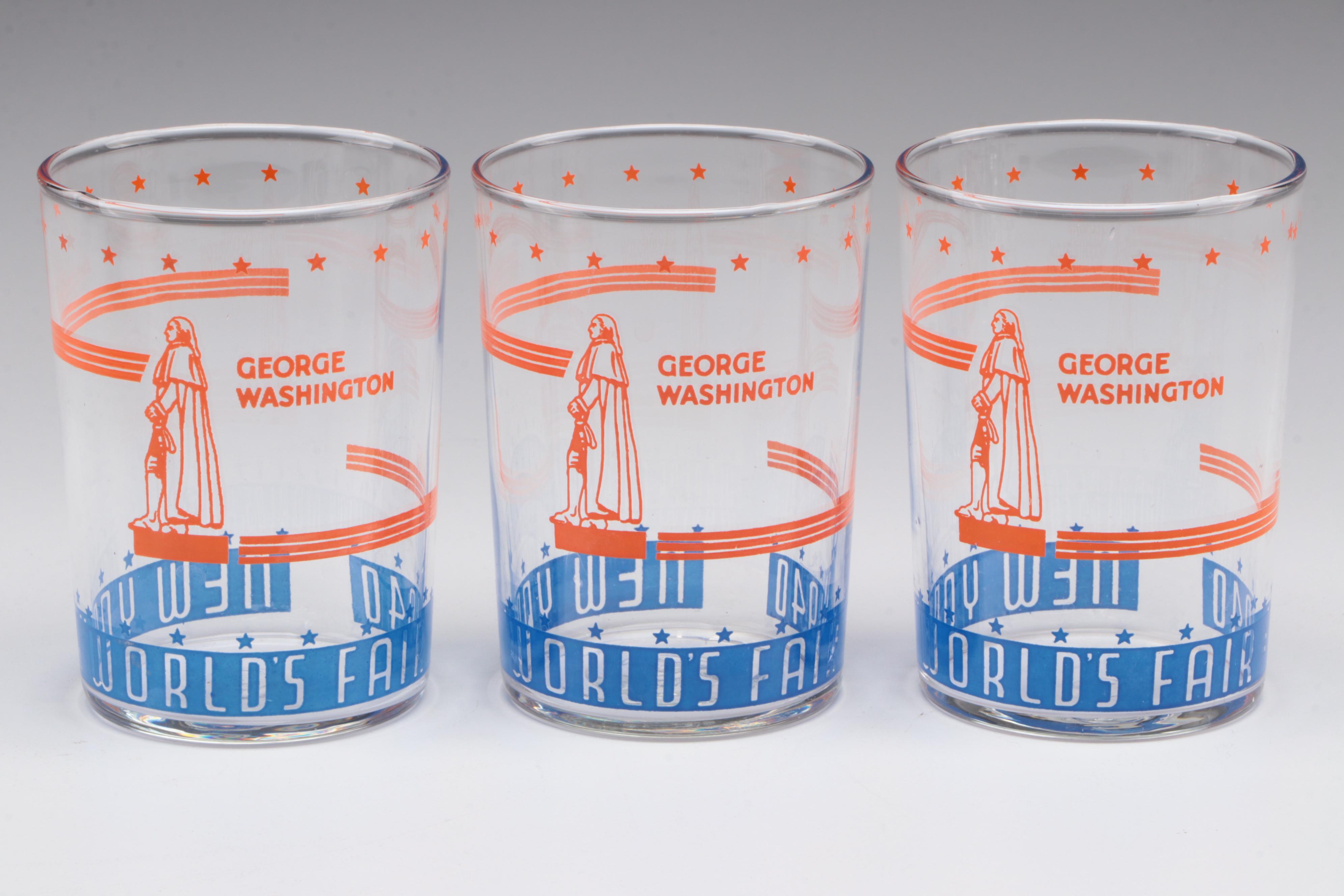 1939 World Fair Glasses with Souvenir, Advertising and Other Tableware