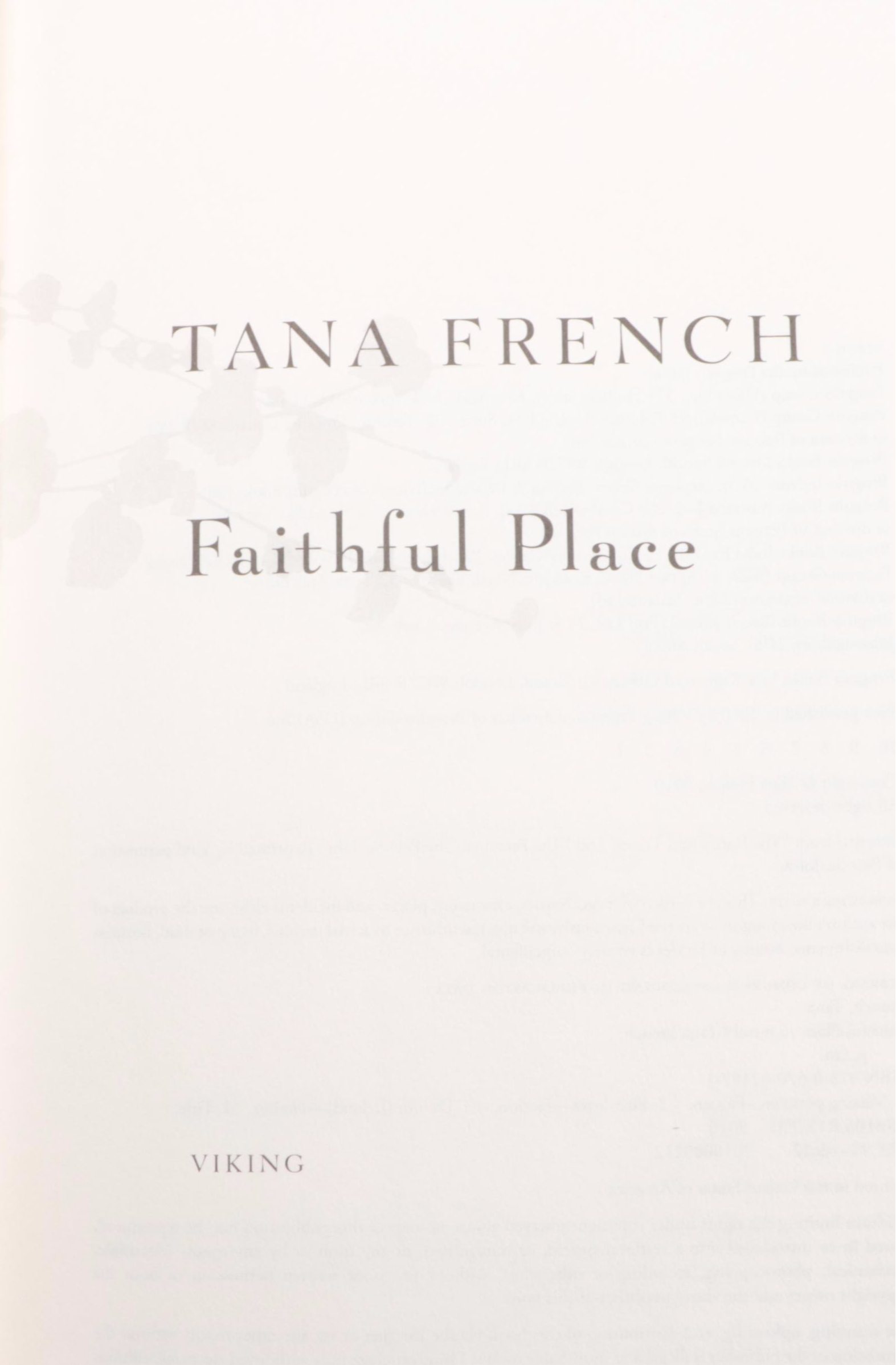 Signed "Faithful Place" by Tana French and More Signed Fiction Books