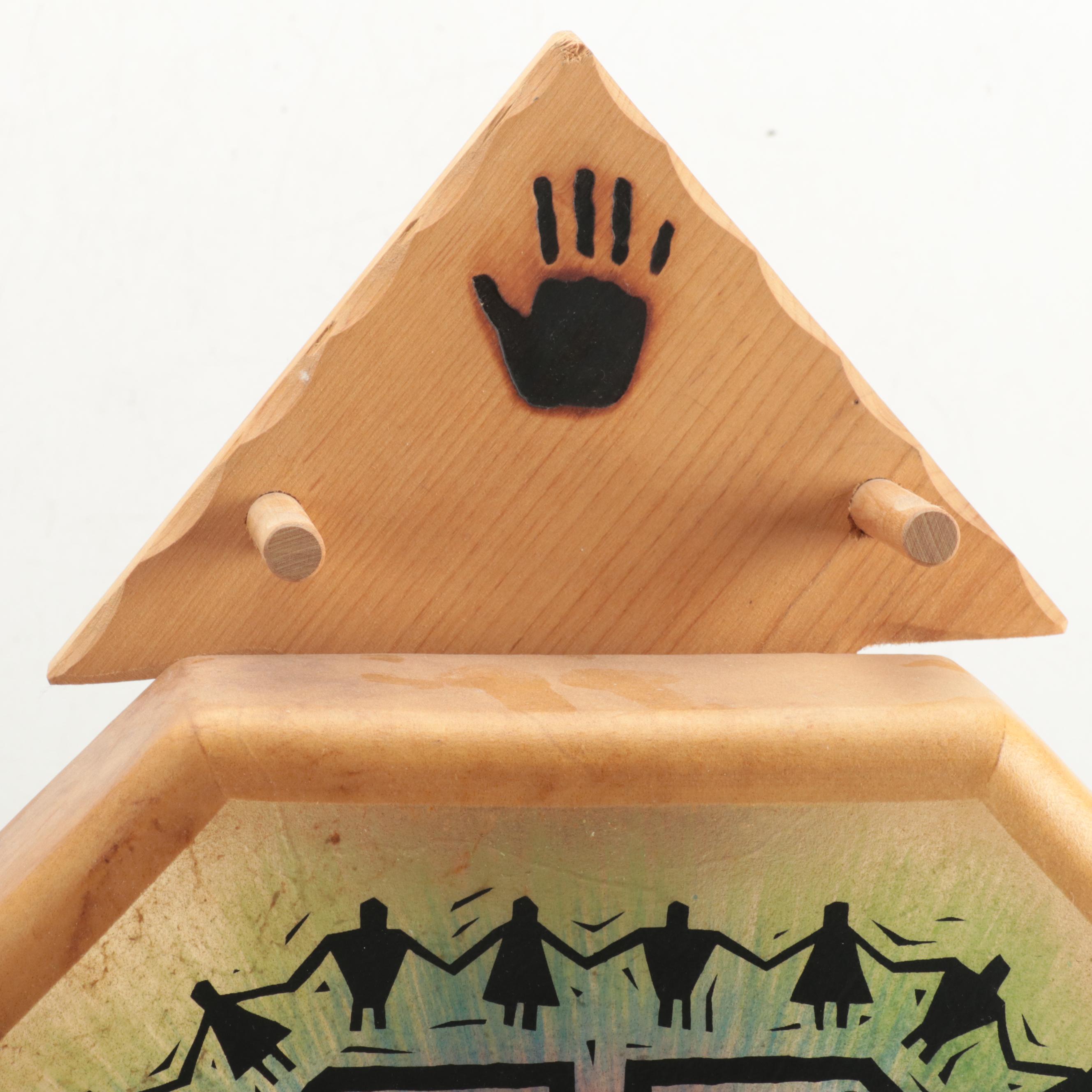 All One Tribe Hide Drum with Stand and Feather and Fur Ornamented Stick