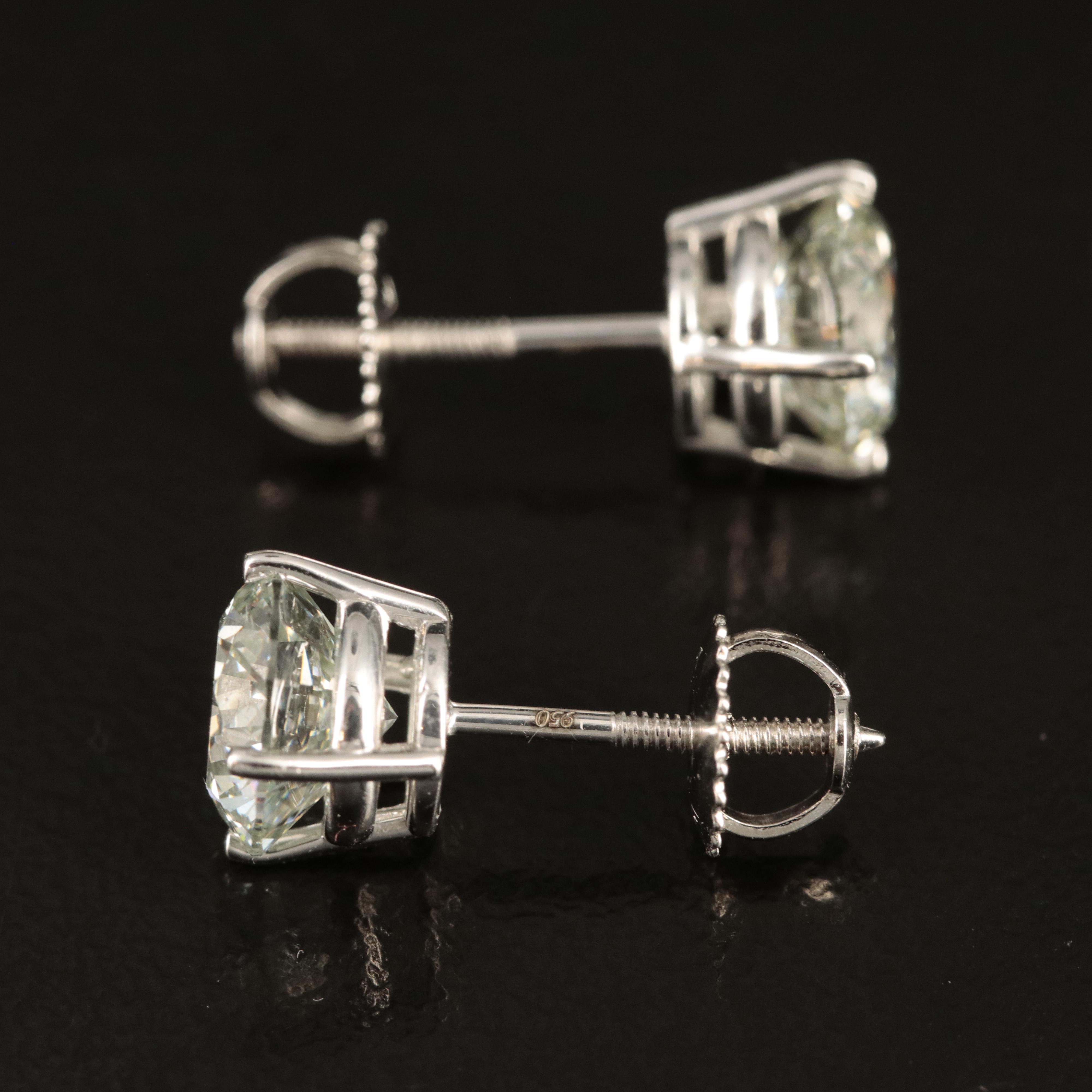 Platinum 3.28 CTW Lab Grown Diamond Stud Earrings