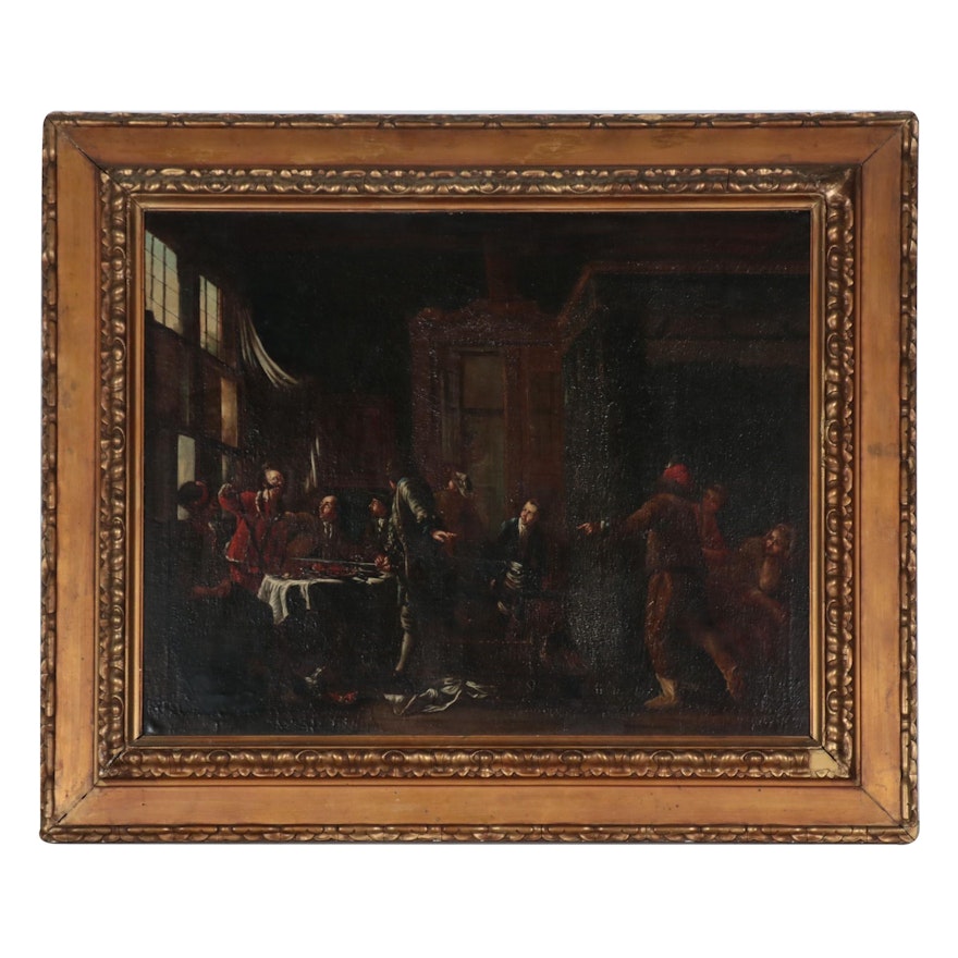Dutch School Narrative Oil Painting, 17th or 18th Century