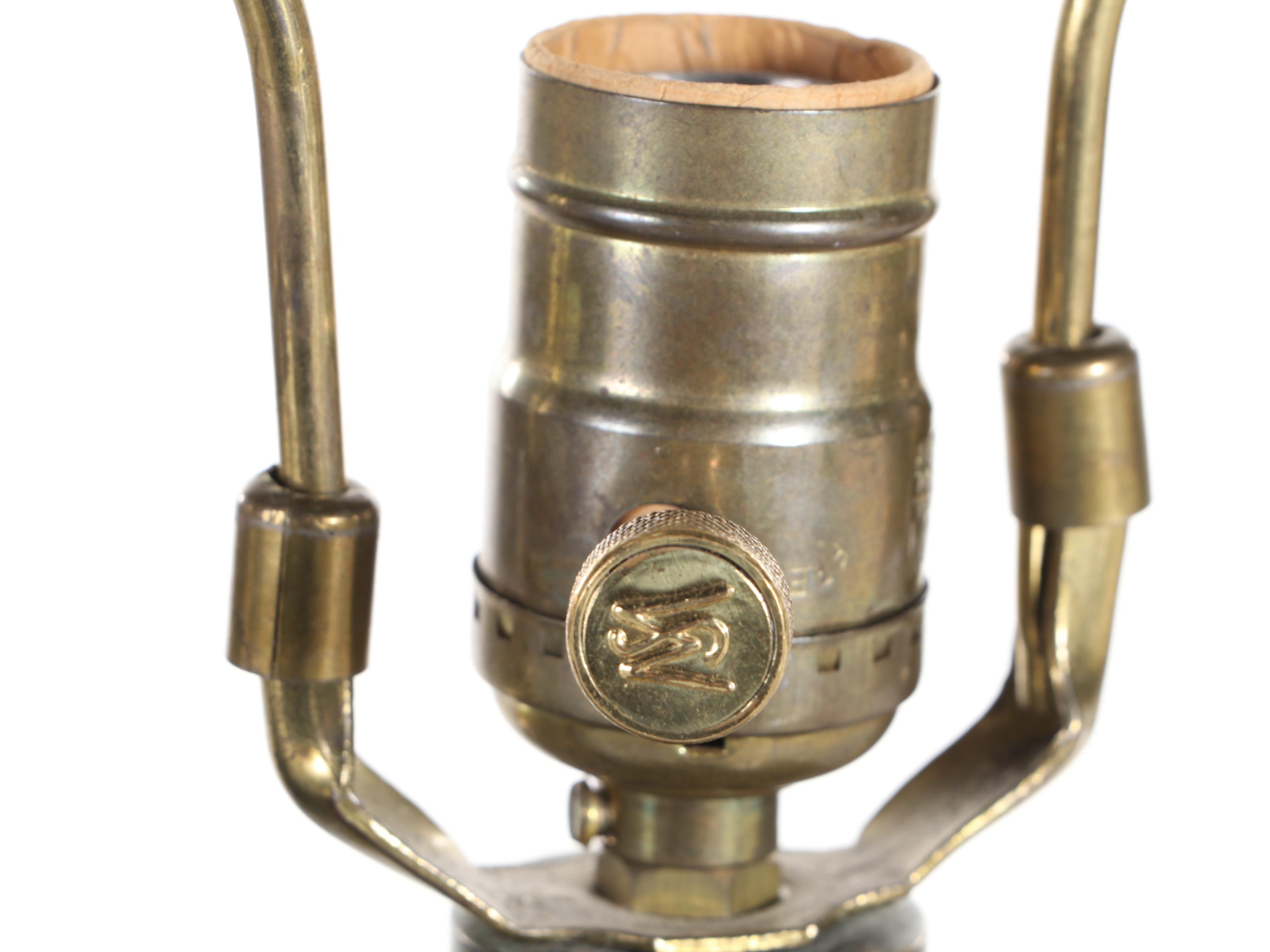 Pair of Maitland-Smith Patinated Metal Lion's Head Urn Table Lamps