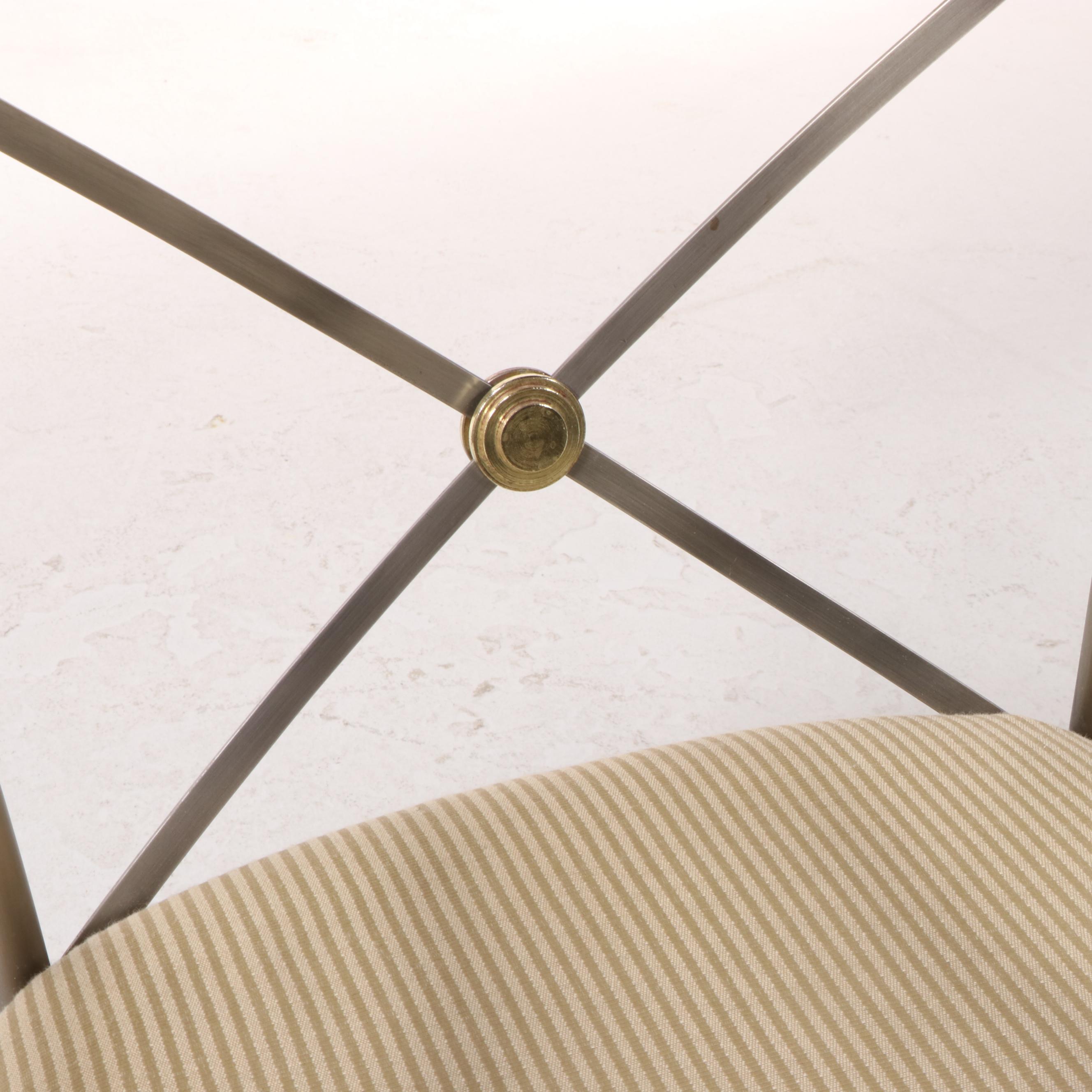 Empire Style Brushed and Brass-Patinated Metal Armchair