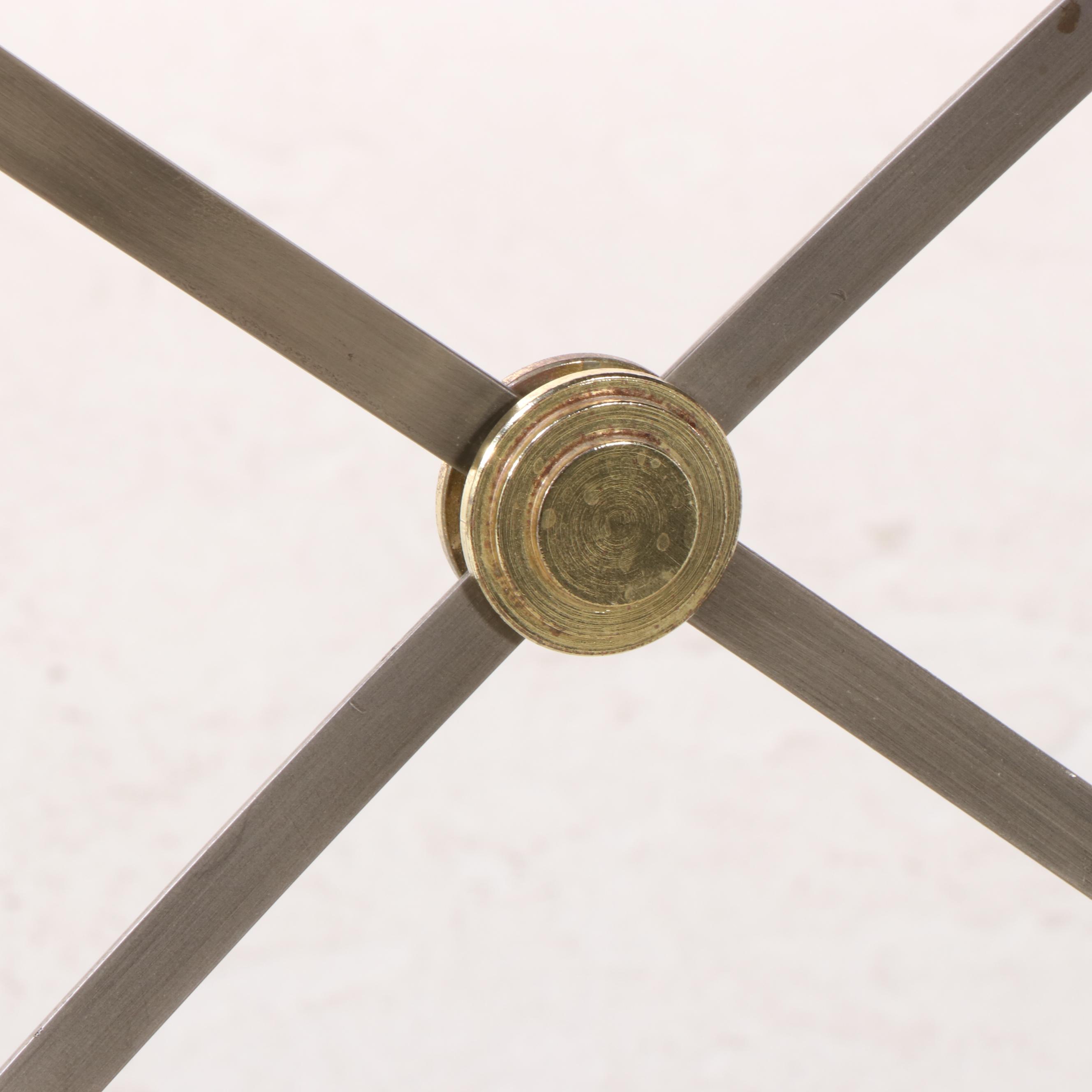 Empire Style Brushed and Brass-Patinated Metal Armchair