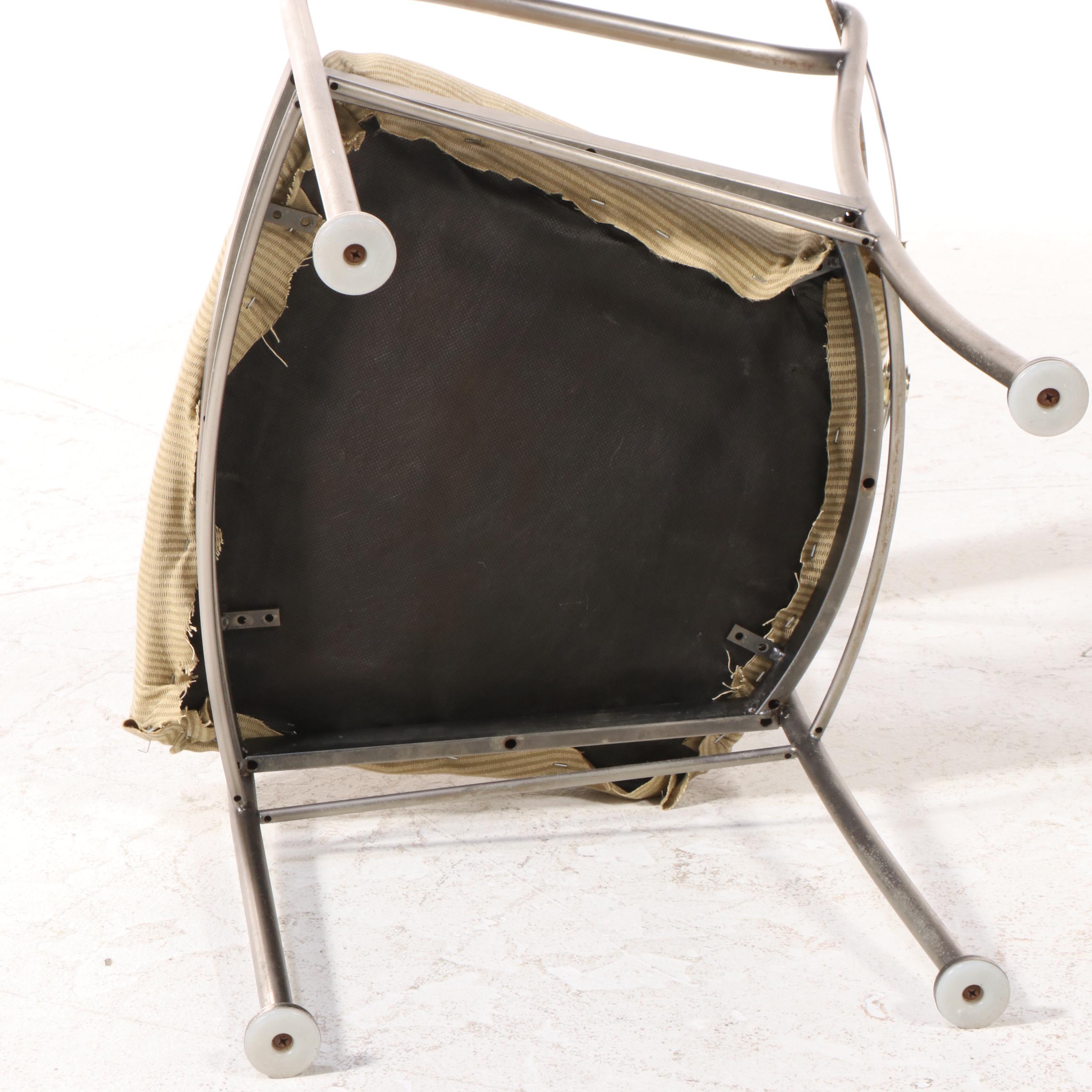 Empire Style Brushed and Brass-Patinated Metal Armchair