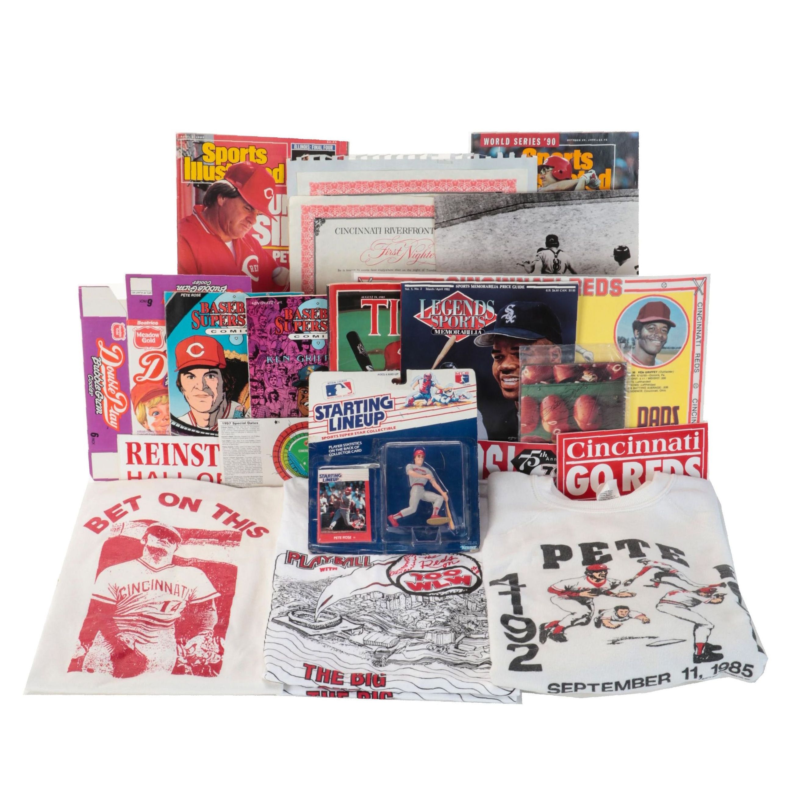 Cincinnati Reds Pete Rose, Other Shirts, Pins, Pages and More Memorabilia