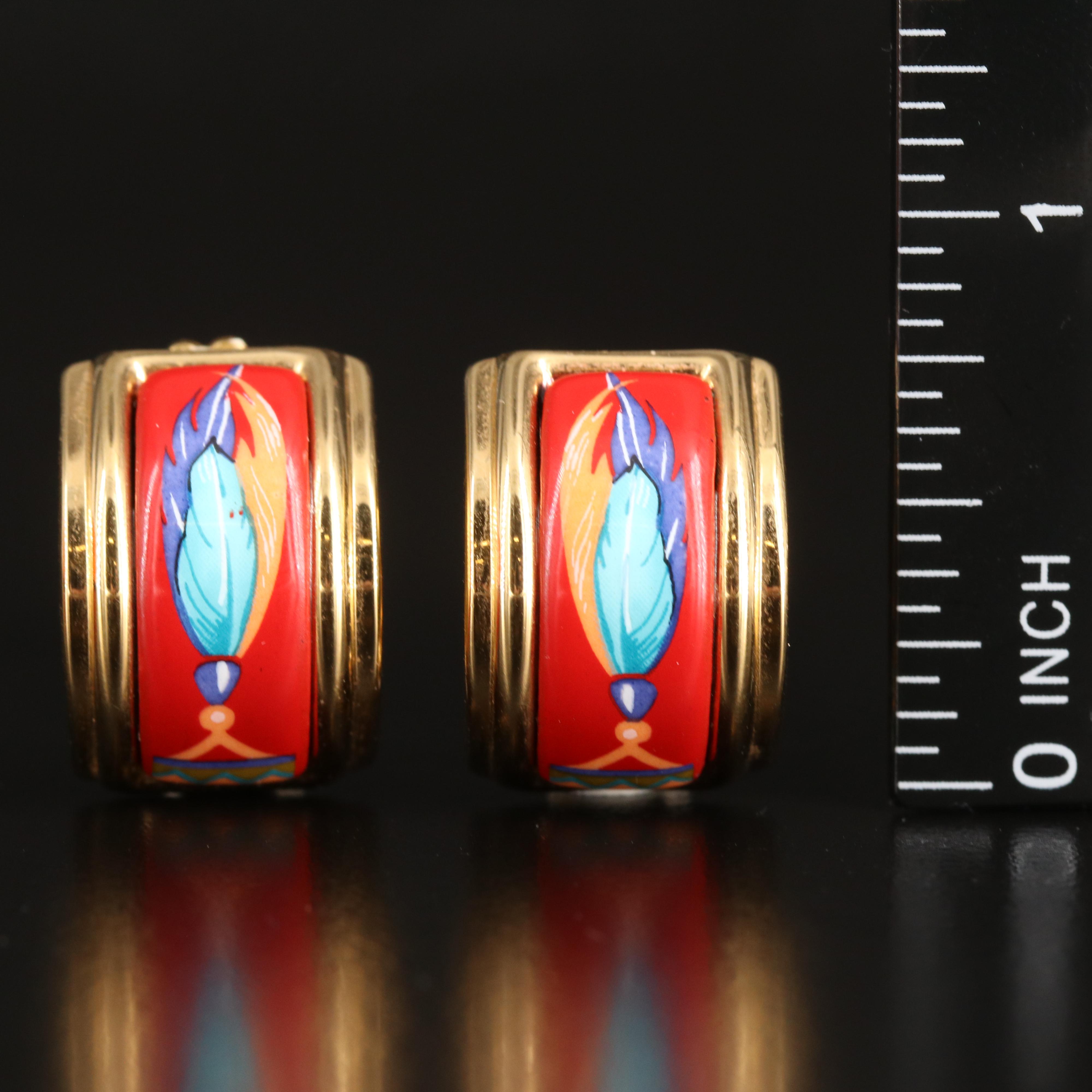 Hermès Enamel J Hoop Earrings