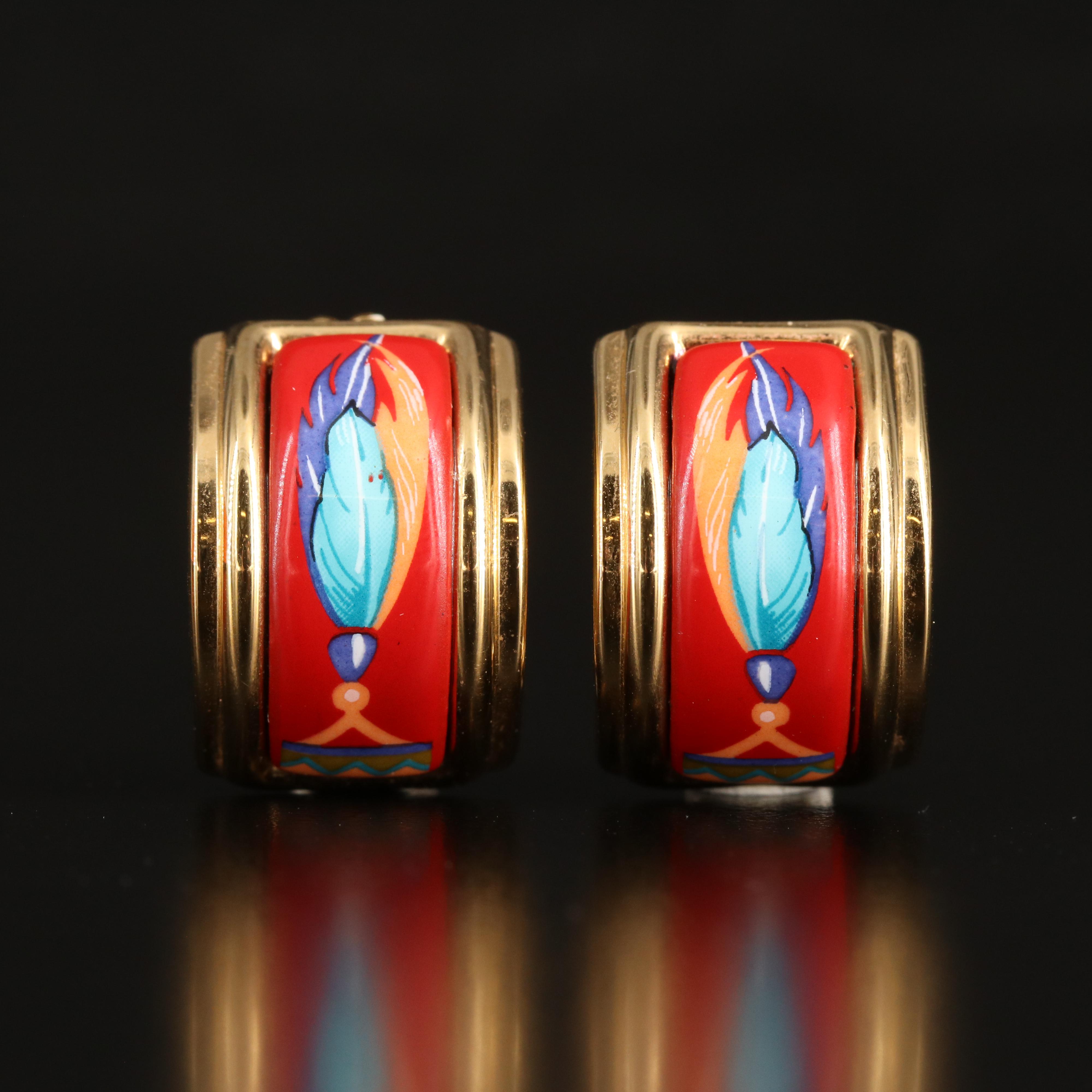 Hermès Enamel J Hoop Earrings