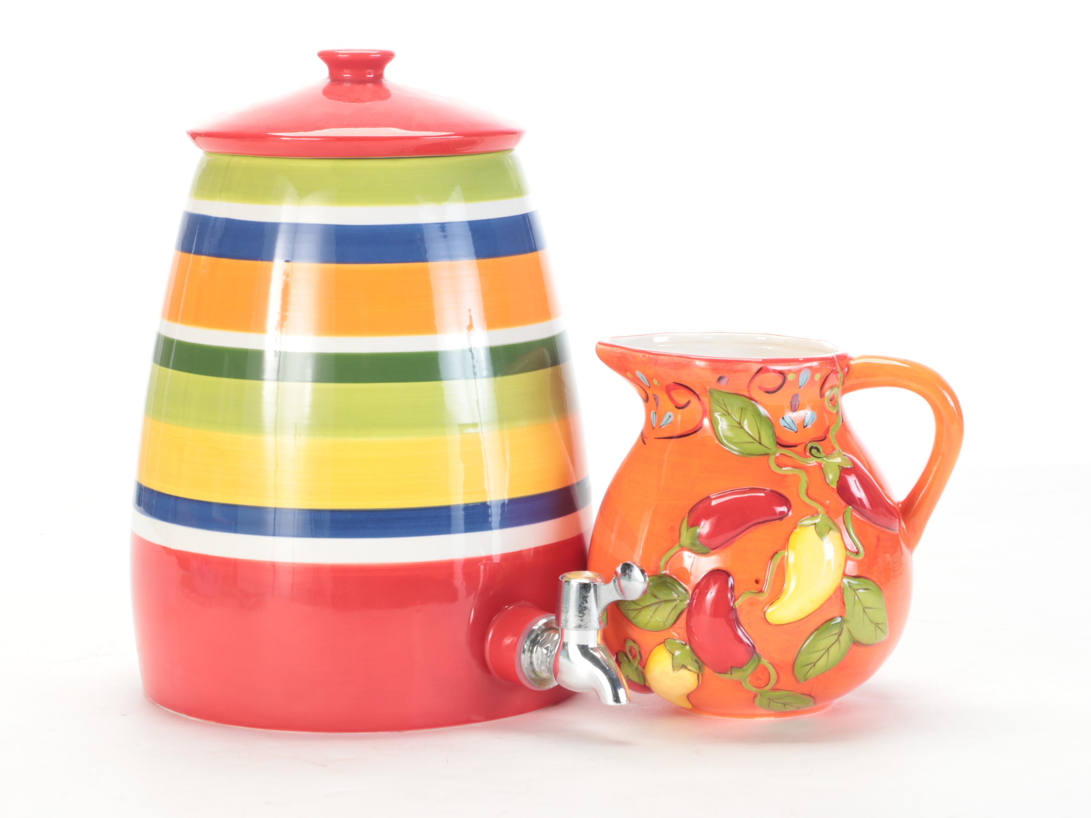 Pier 1 Imports Dishes with Stanley Thermos and Other Tableware