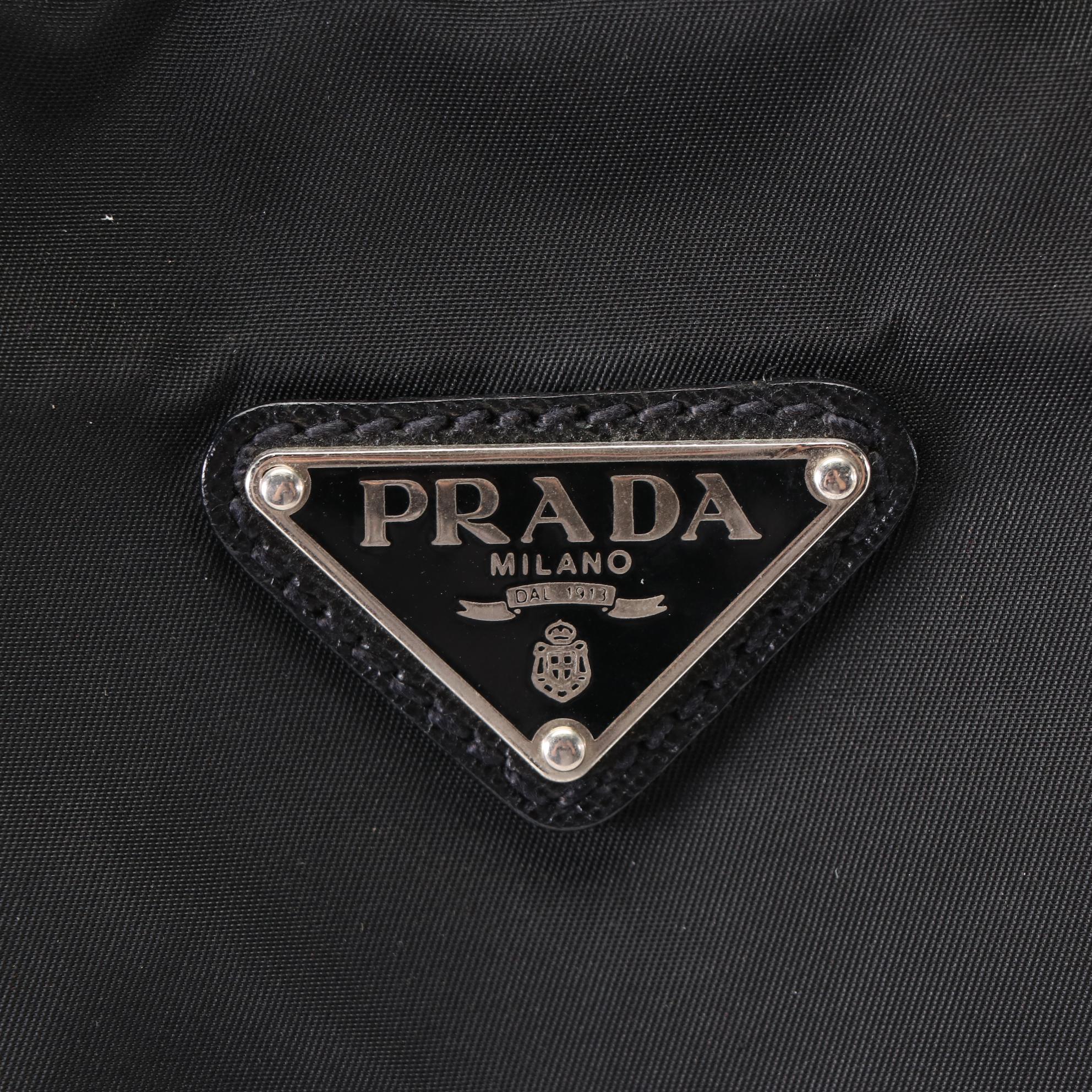 Prada Locking Duffle Bag in Nylon with Saffiano Leather Trim