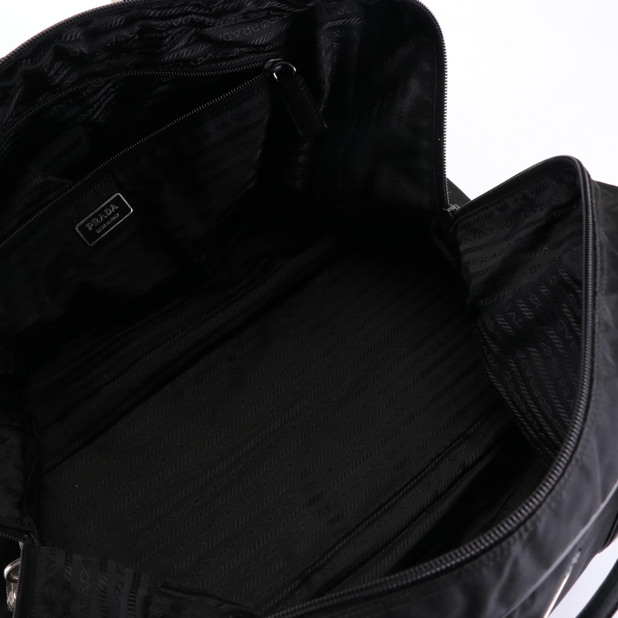 Prada Locking Duffle Bag in Nylon with Saffiano Leather Trim