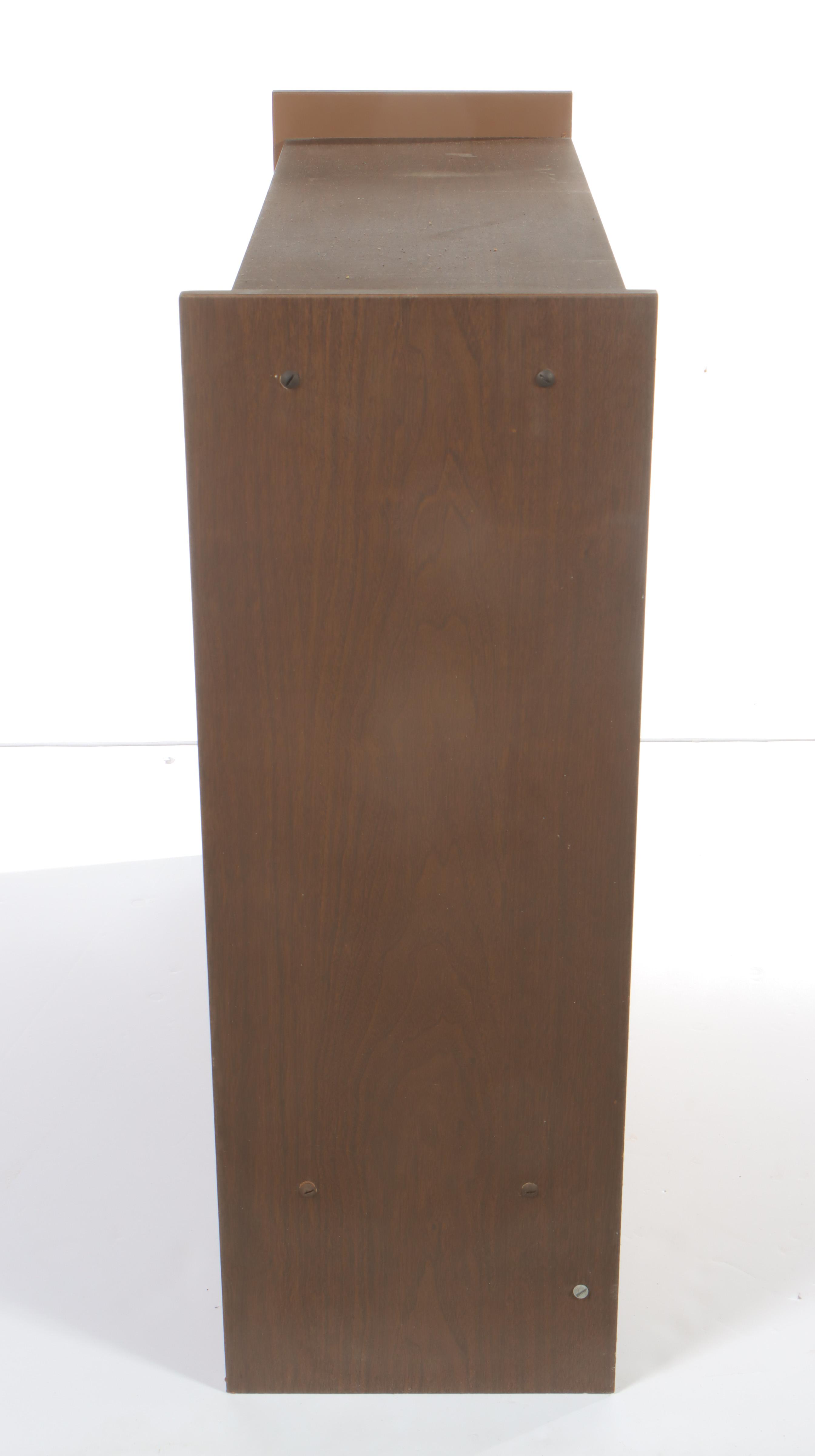 Mid Century Modern Laminate and Glass Sliding-Door Bookcase Plus Book Rack