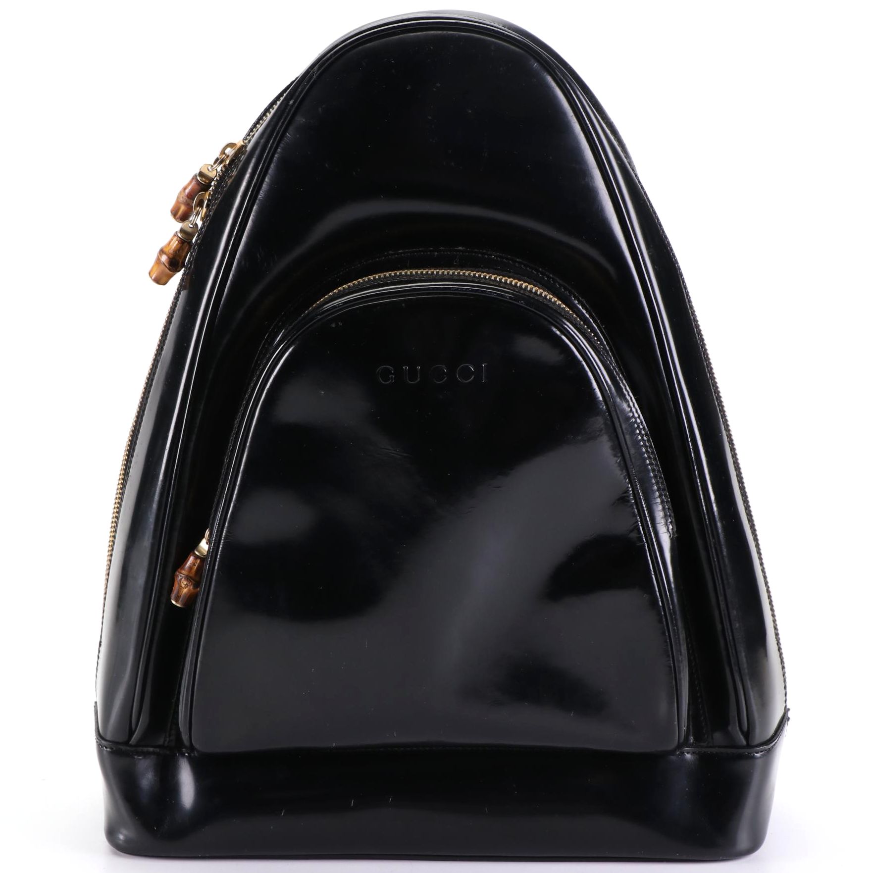 Gucci Sling Backpack in Mastercalf Glazed Leather with Bamboo Zip Pulls