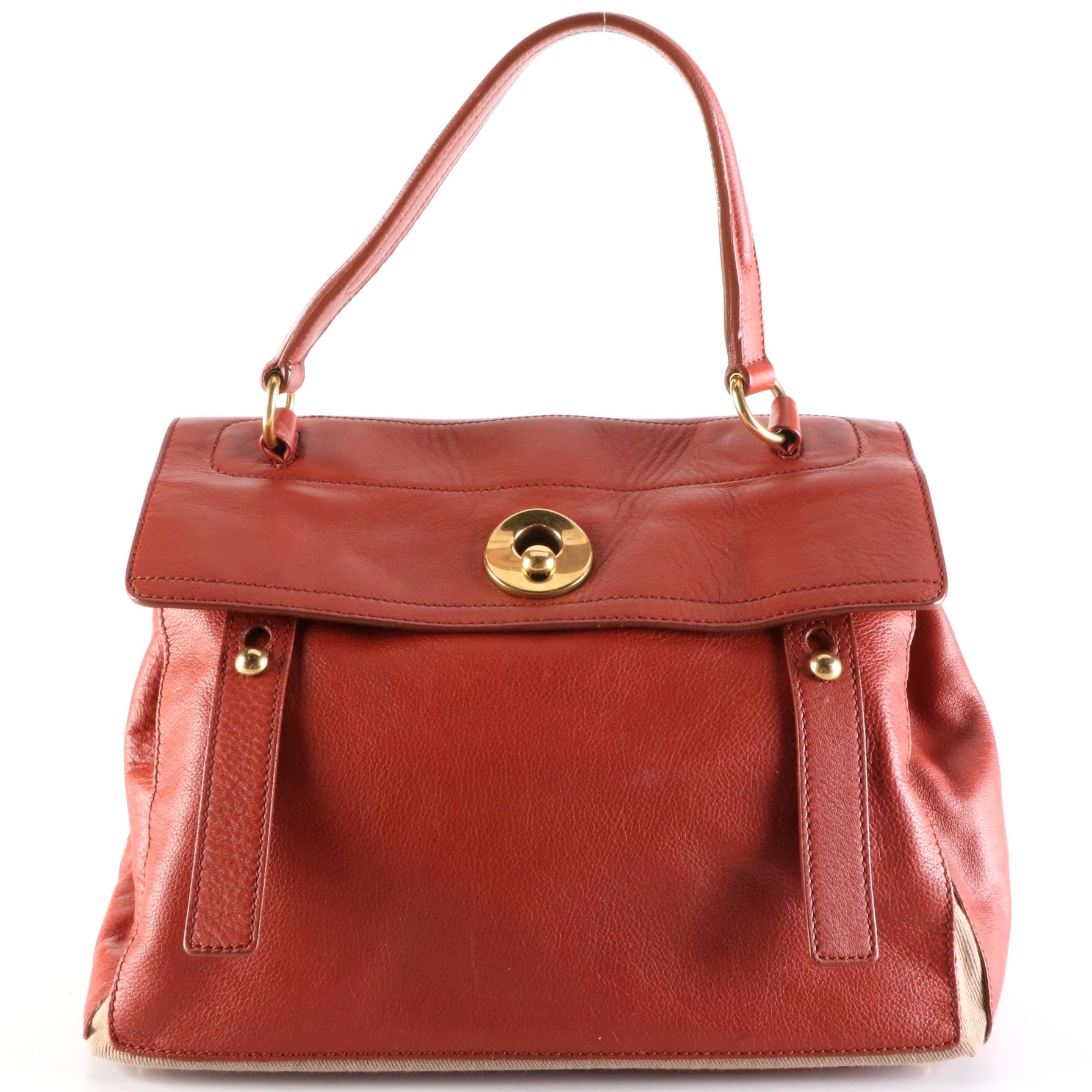 Yves Saint Laurent Muse Two Handbag in Calfskin Grained Leather and Textile