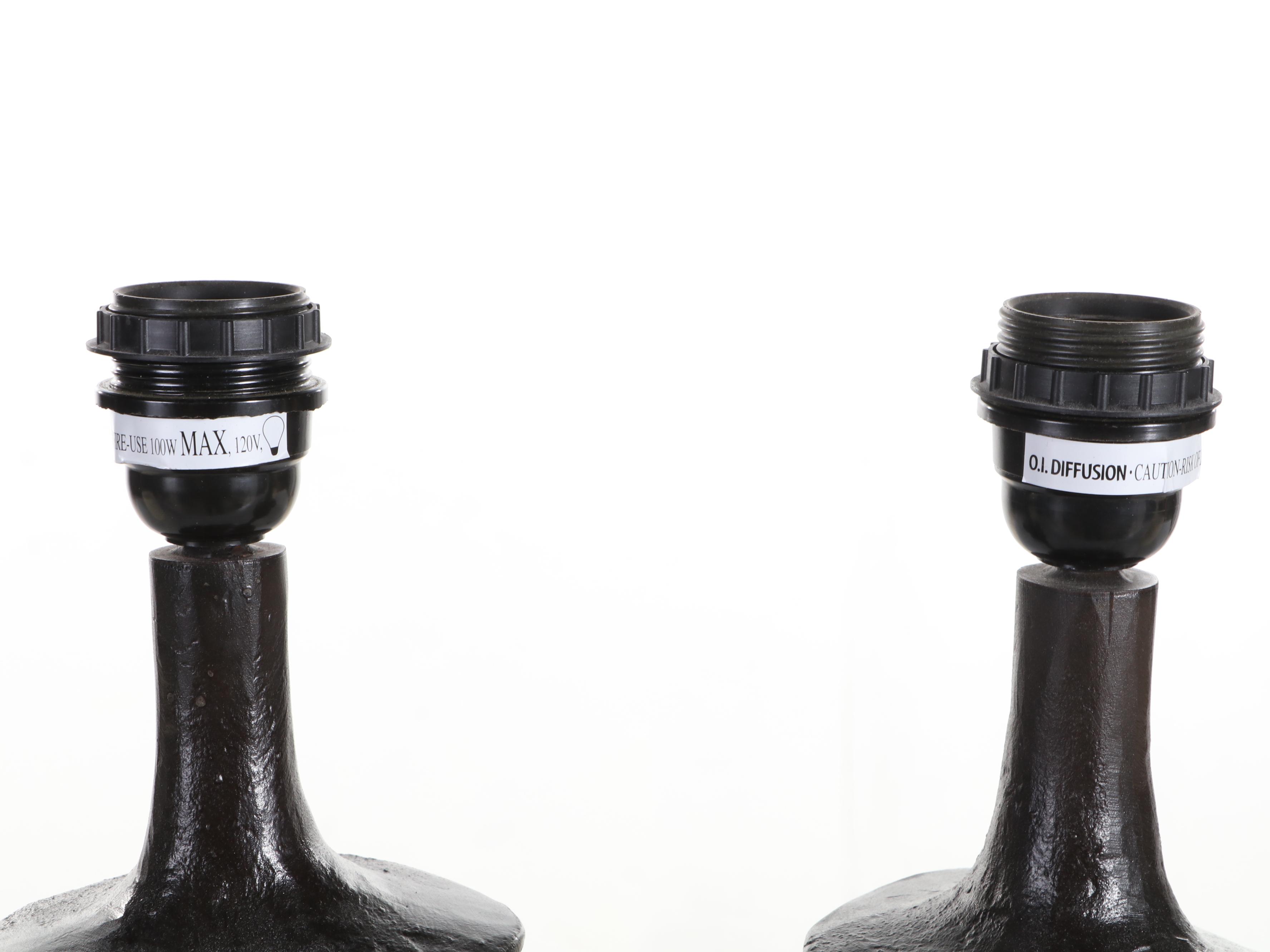 Pair of Cast Metal Console Table Lamps