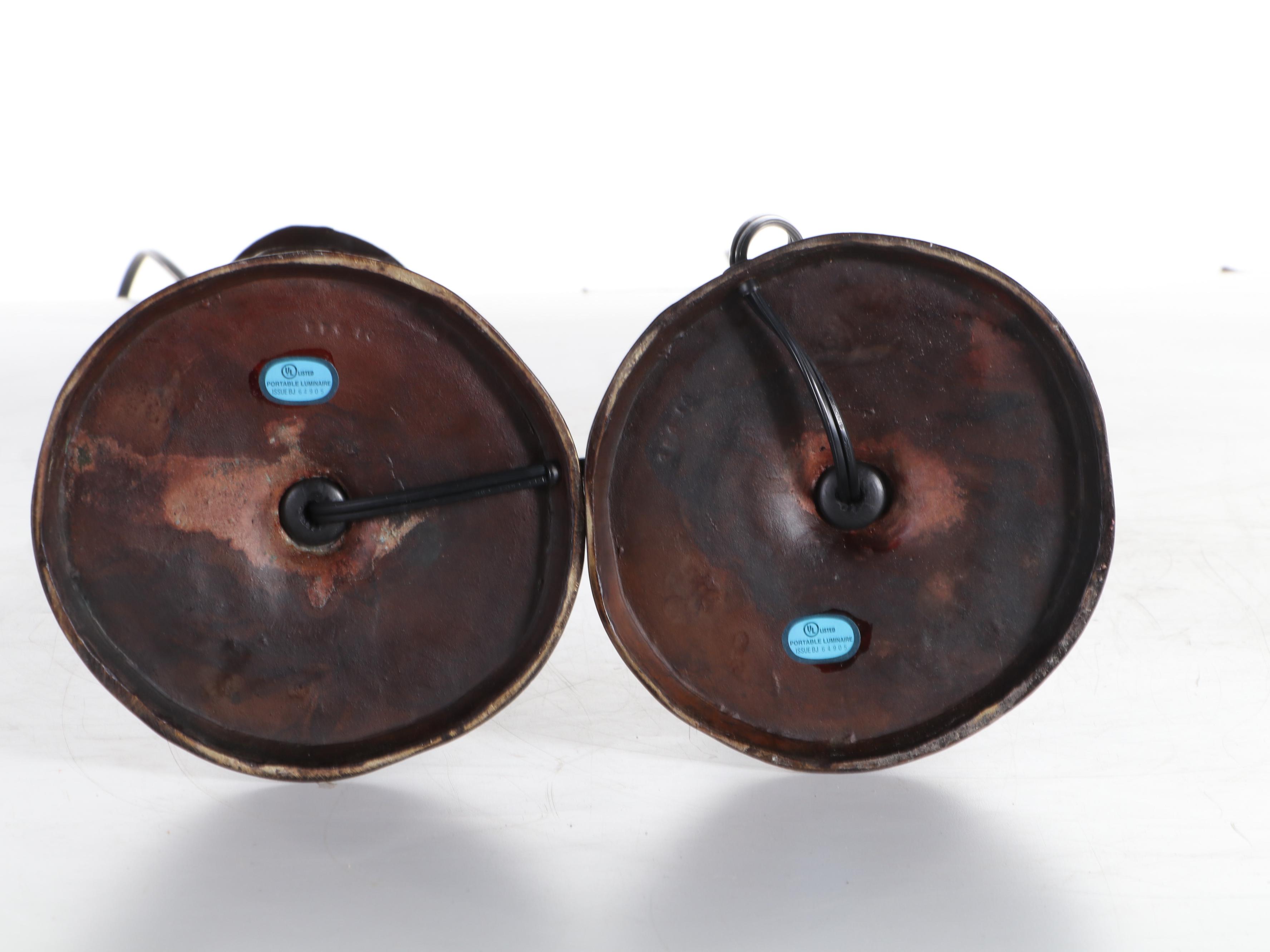 Pair of Cast Metal Console Table Lamps