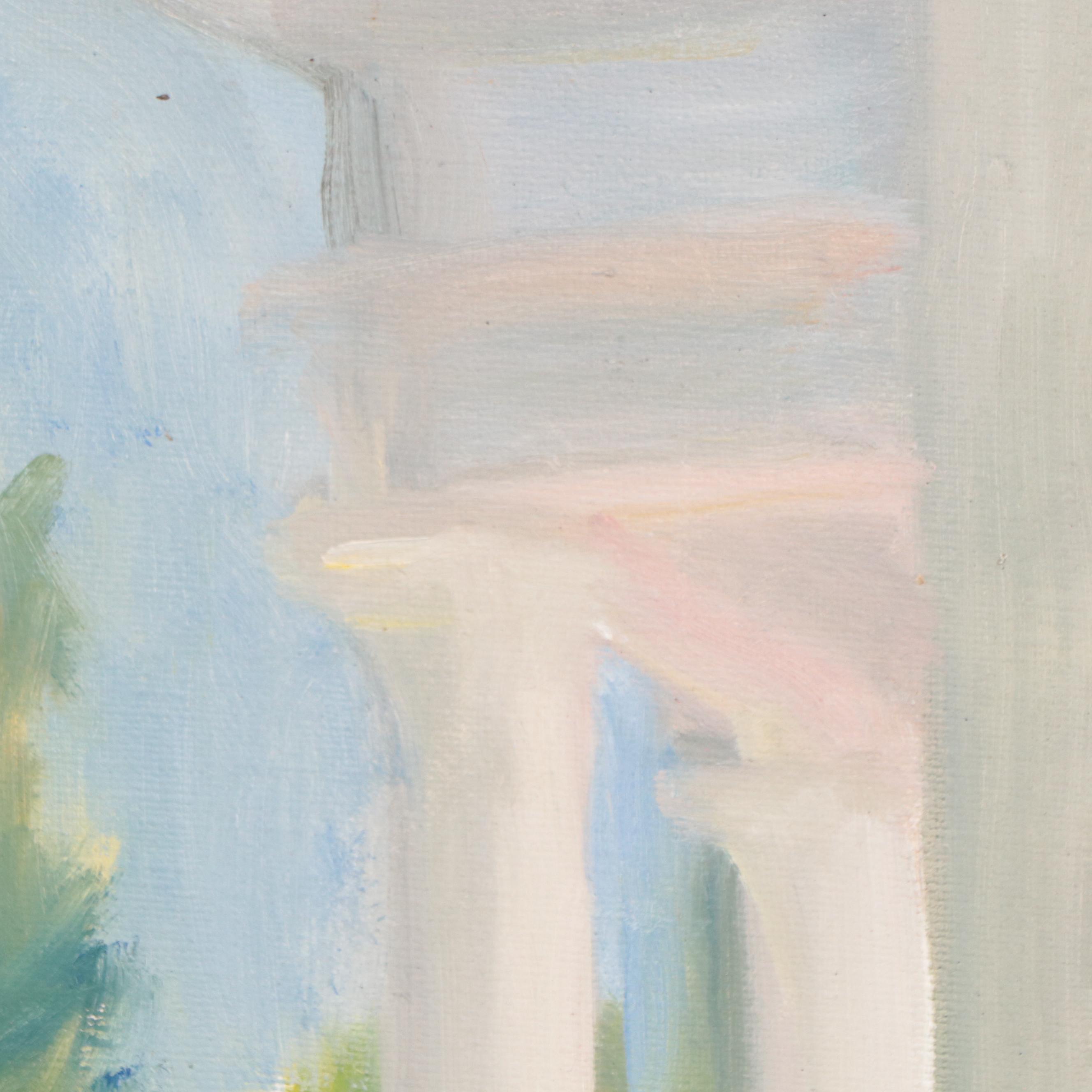 Impressionistic Oil Painting of Architecture in Landscape, 21st Century