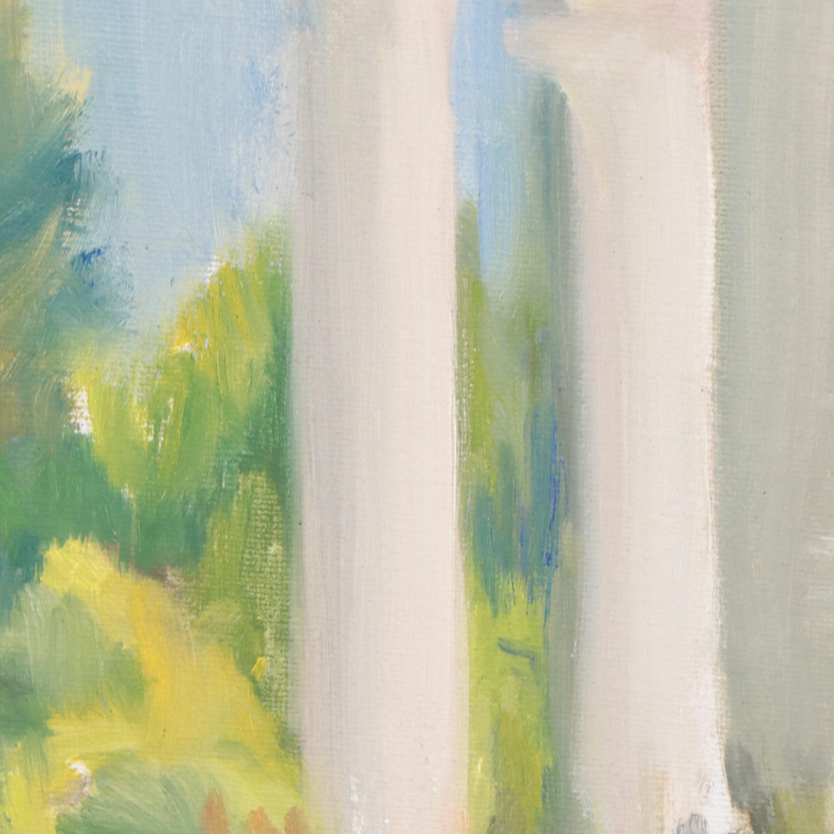 Impressionistic Oil Painting of Architecture in Landscape, 21st Century