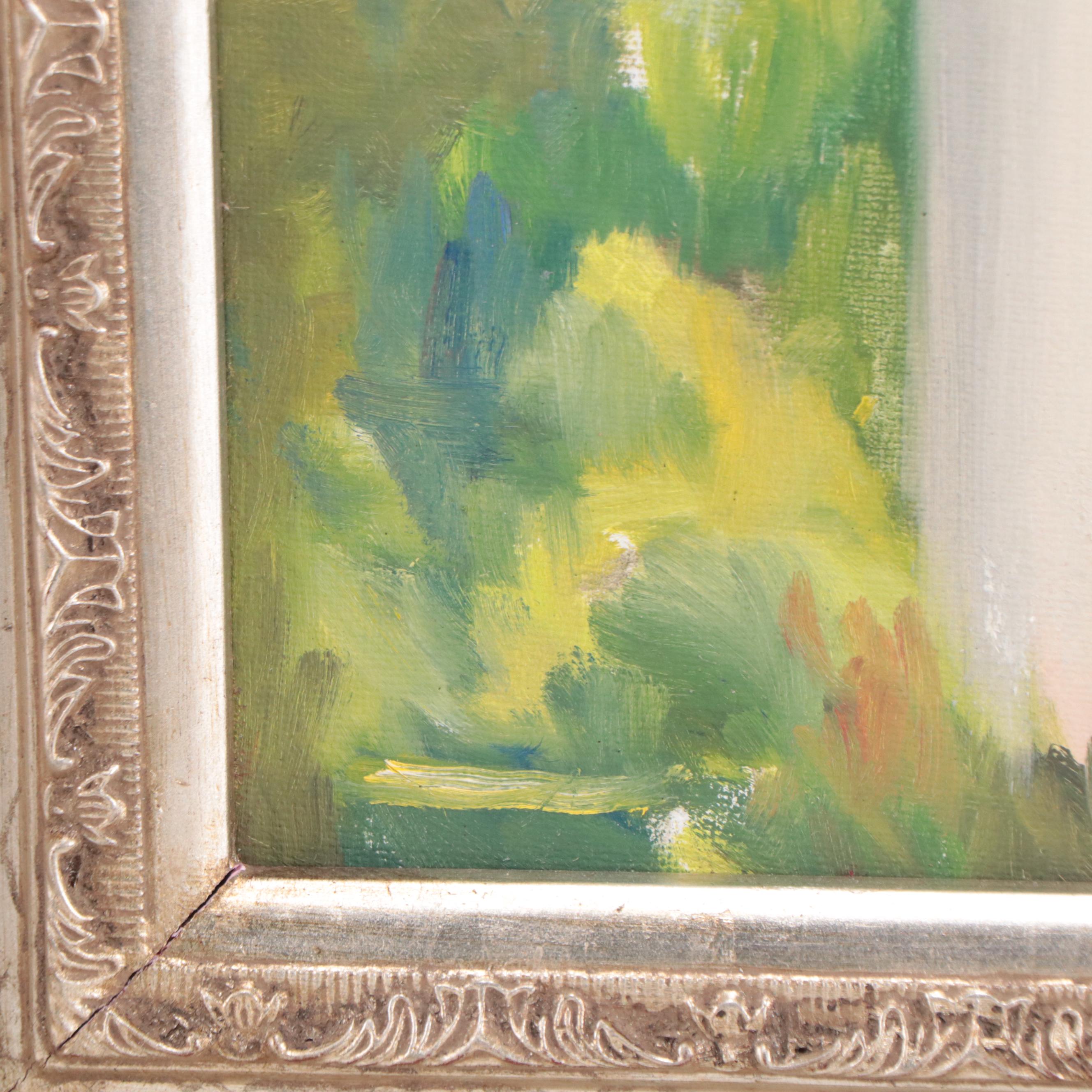 Impressionistic Oil Painting of Architecture in Landscape, 21st Century