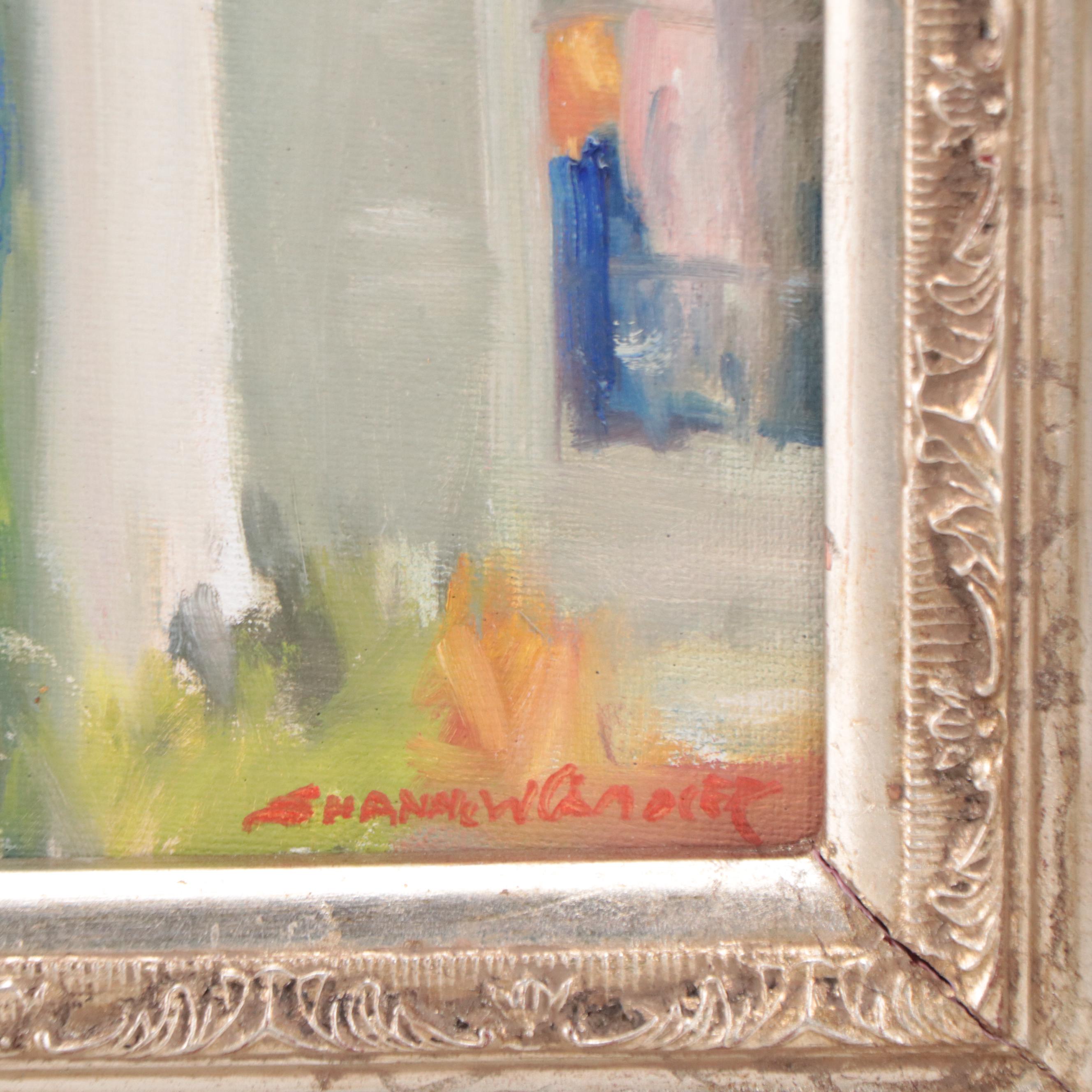 Impressionistic Oil Painting of Architecture in Landscape, 21st Century