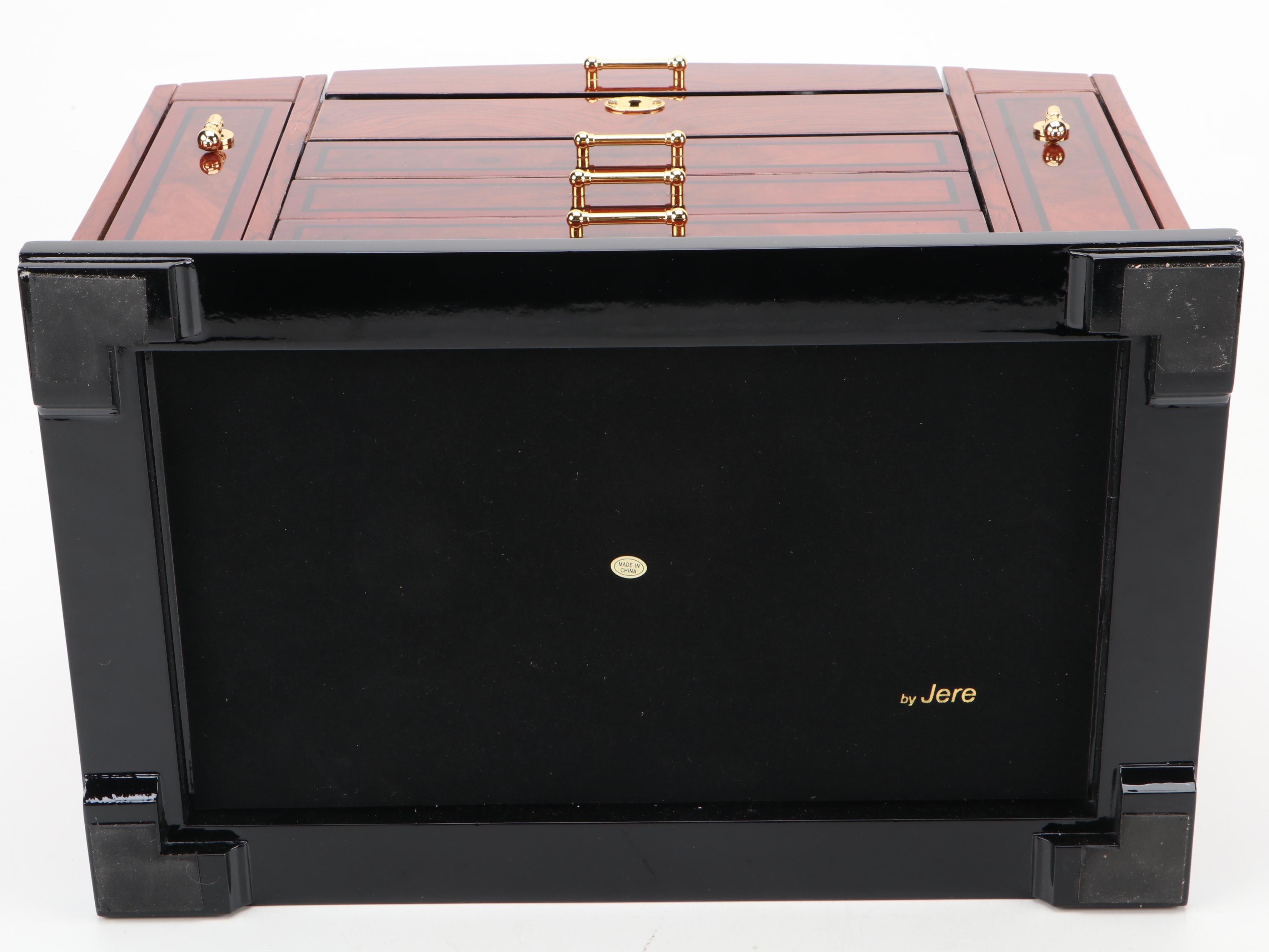 Jere Burlwood and Lacquered Veneer Jewelry Chest
