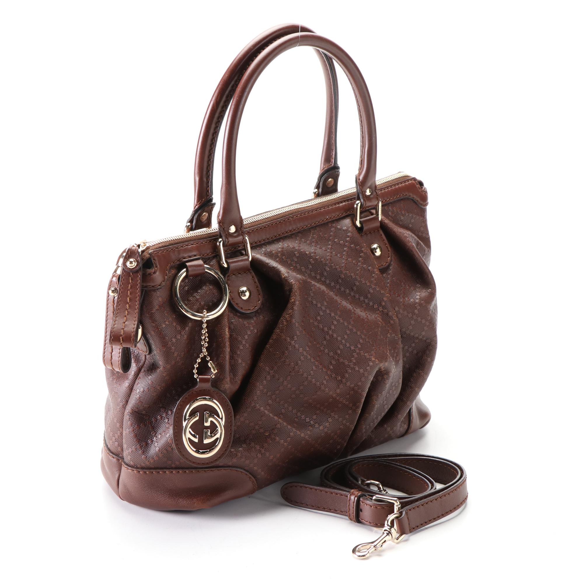 Gucci Diamante Sukey Two-Way Bag in Brown Leather