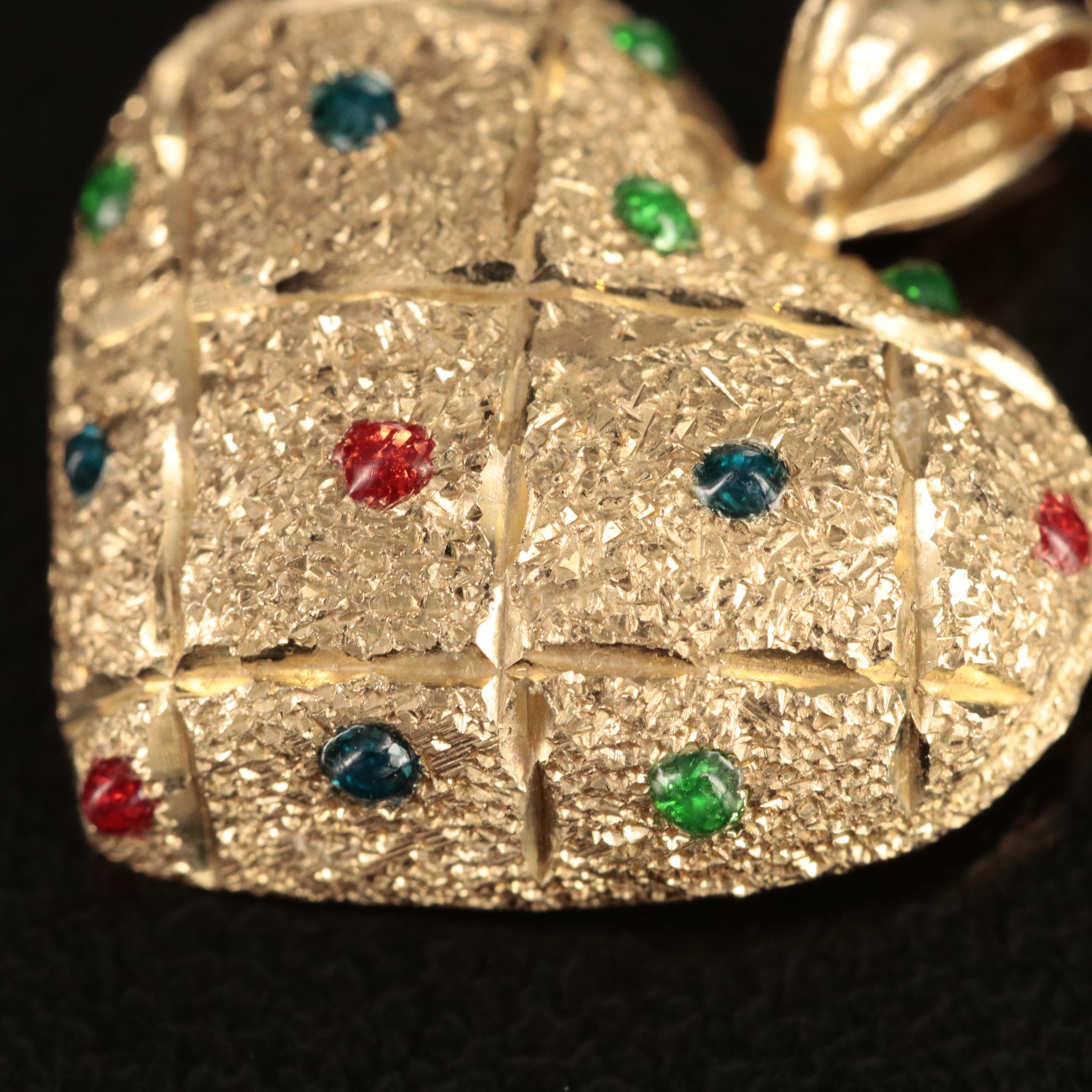 14K Enamel Heart Pendant Necklace