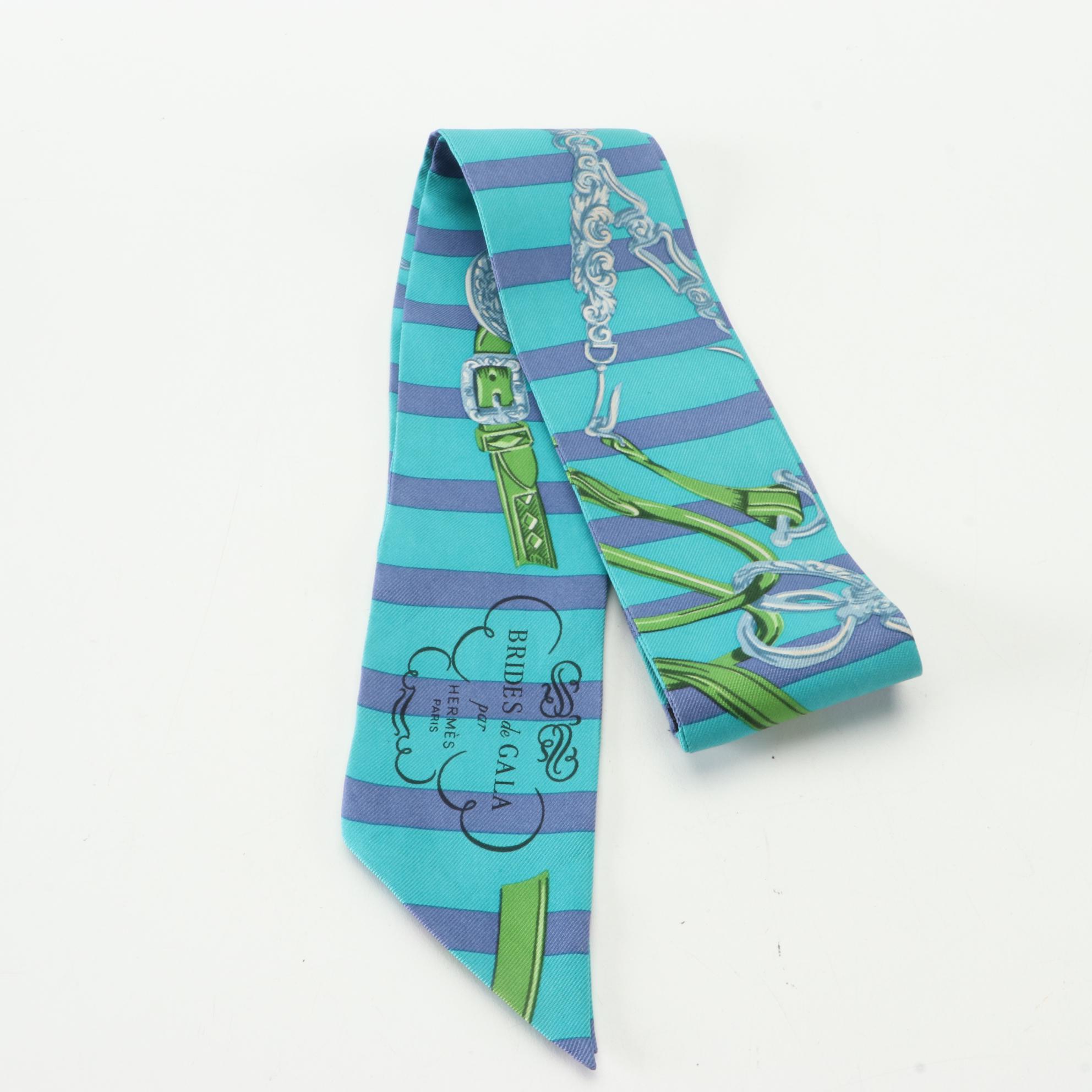 Hermès "Brides de Gala" Silk Twilly Scarf with Box