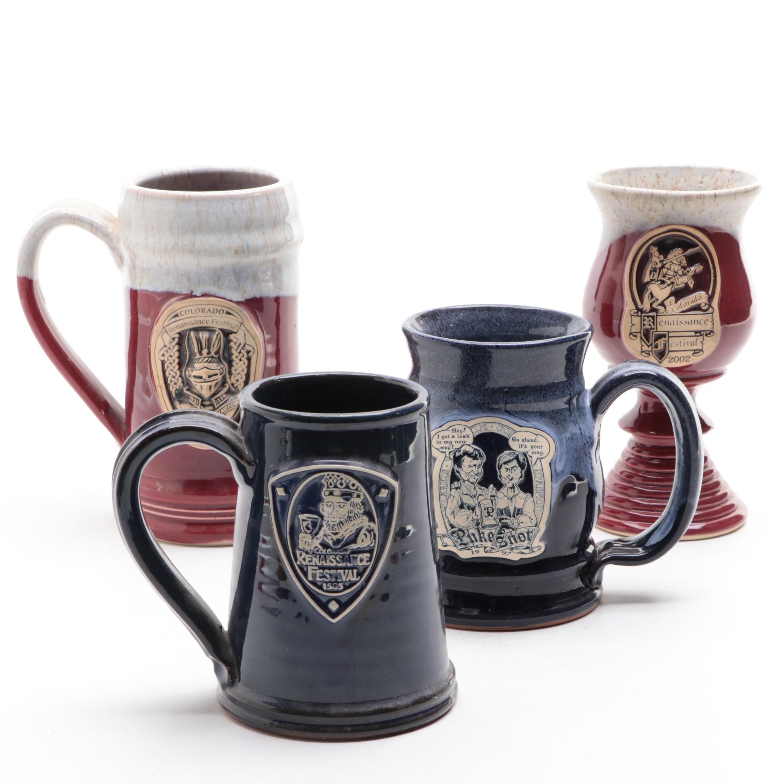 Colorado Renaissance Festival Earthenware Beer Mugs and Chalice