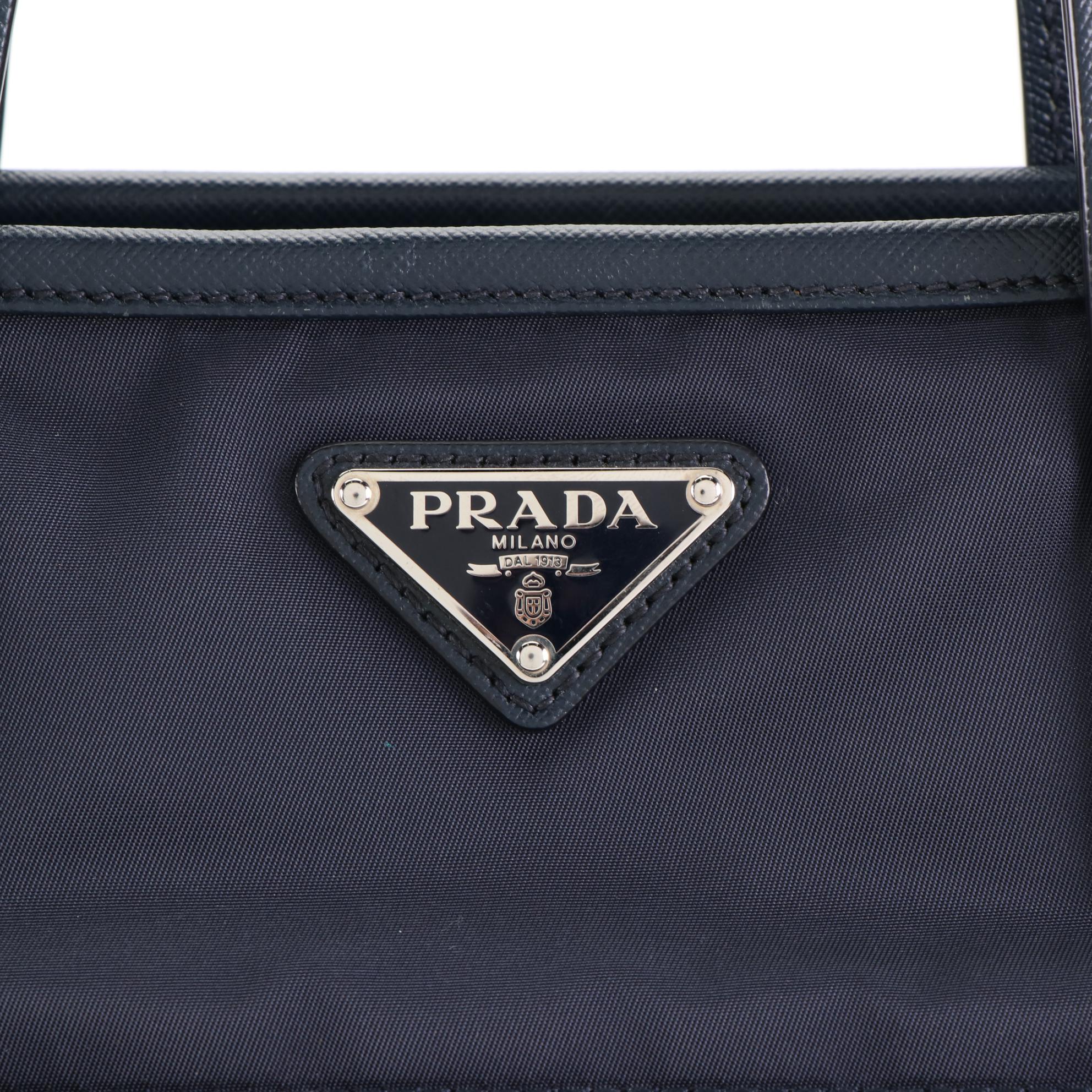 Prada Two-Way Tote Bag in Tessuto Nylon and Saffiano Leather