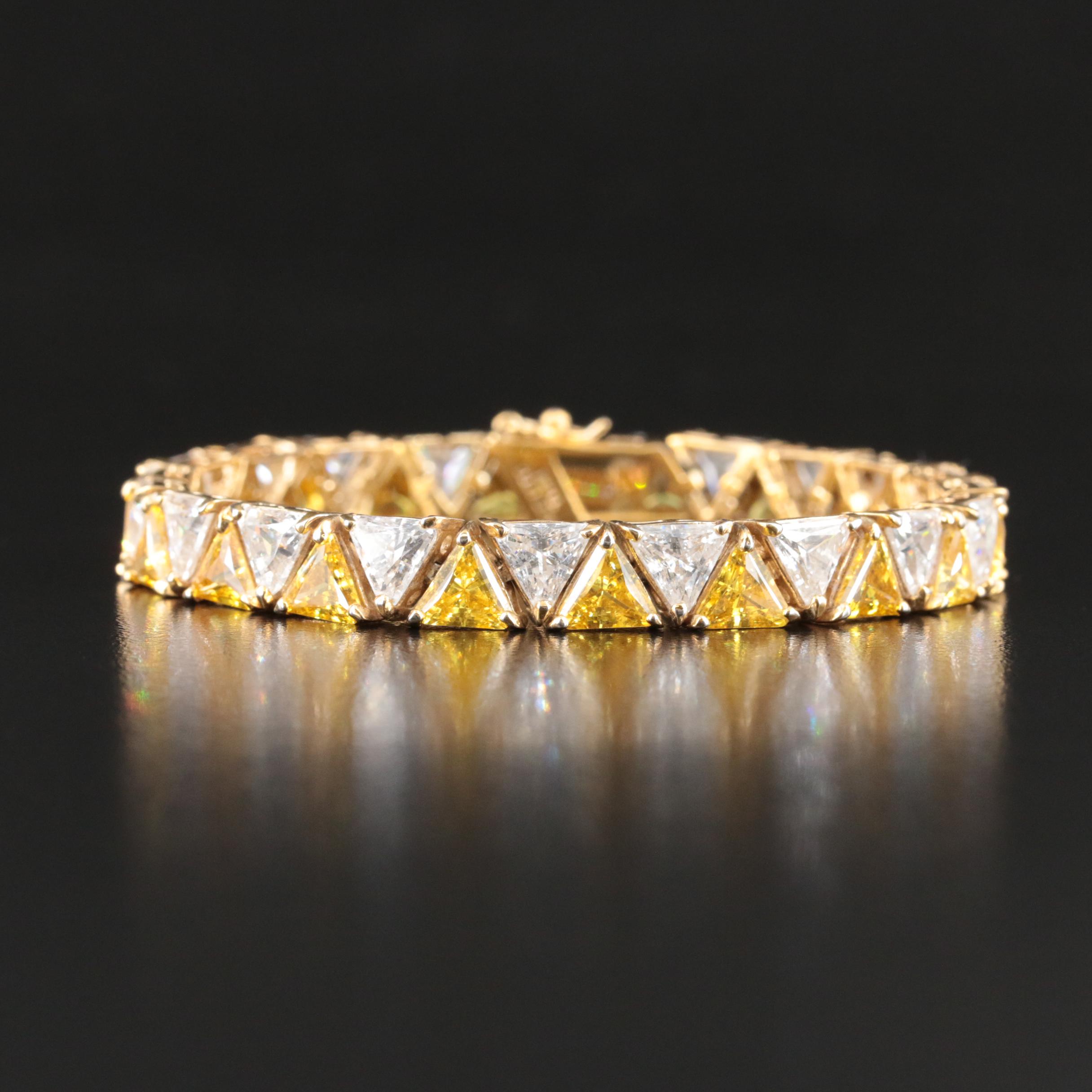 Sterling Cubic Zirconia Geometric Bracelet