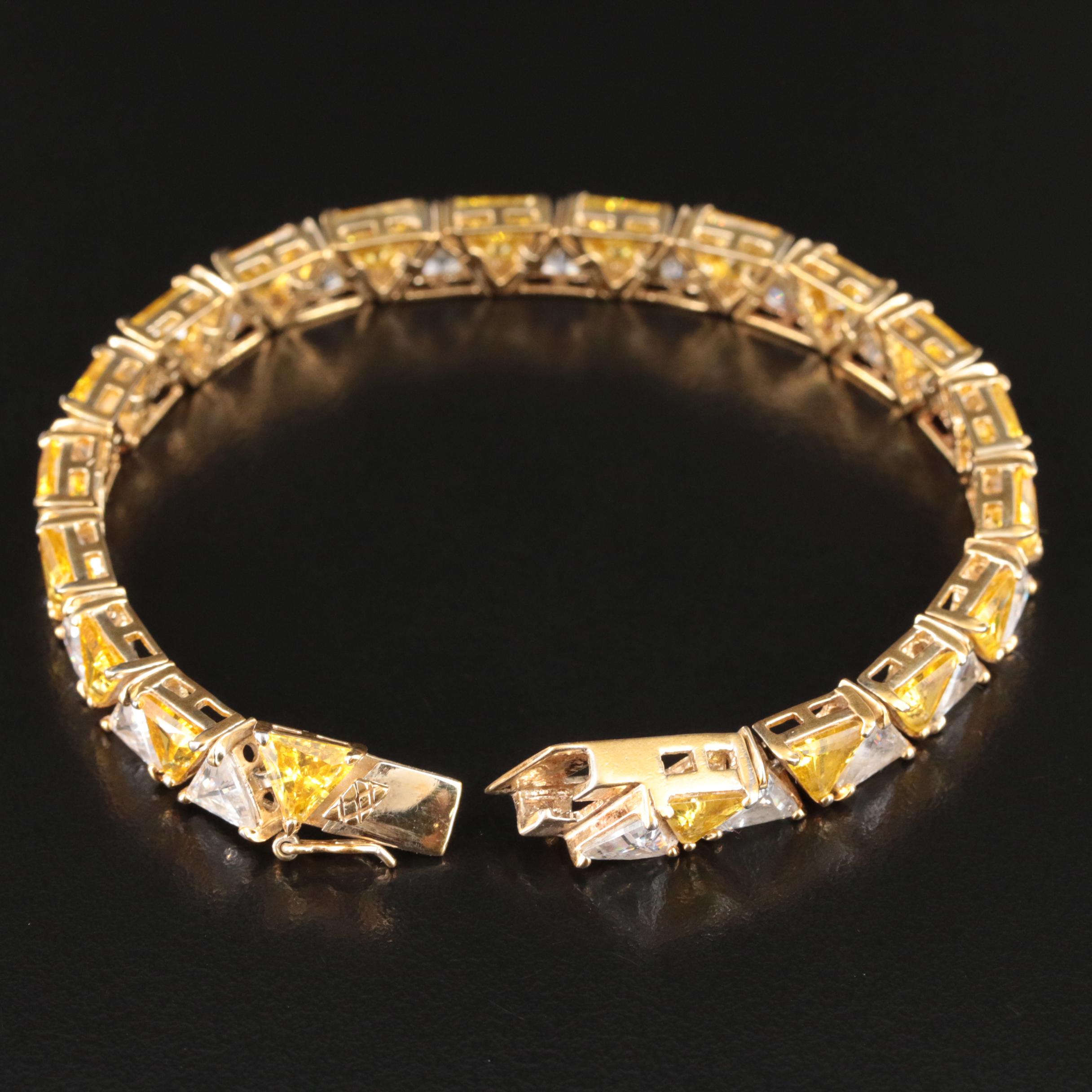 Sterling Cubic Zirconia Geometric Bracelet