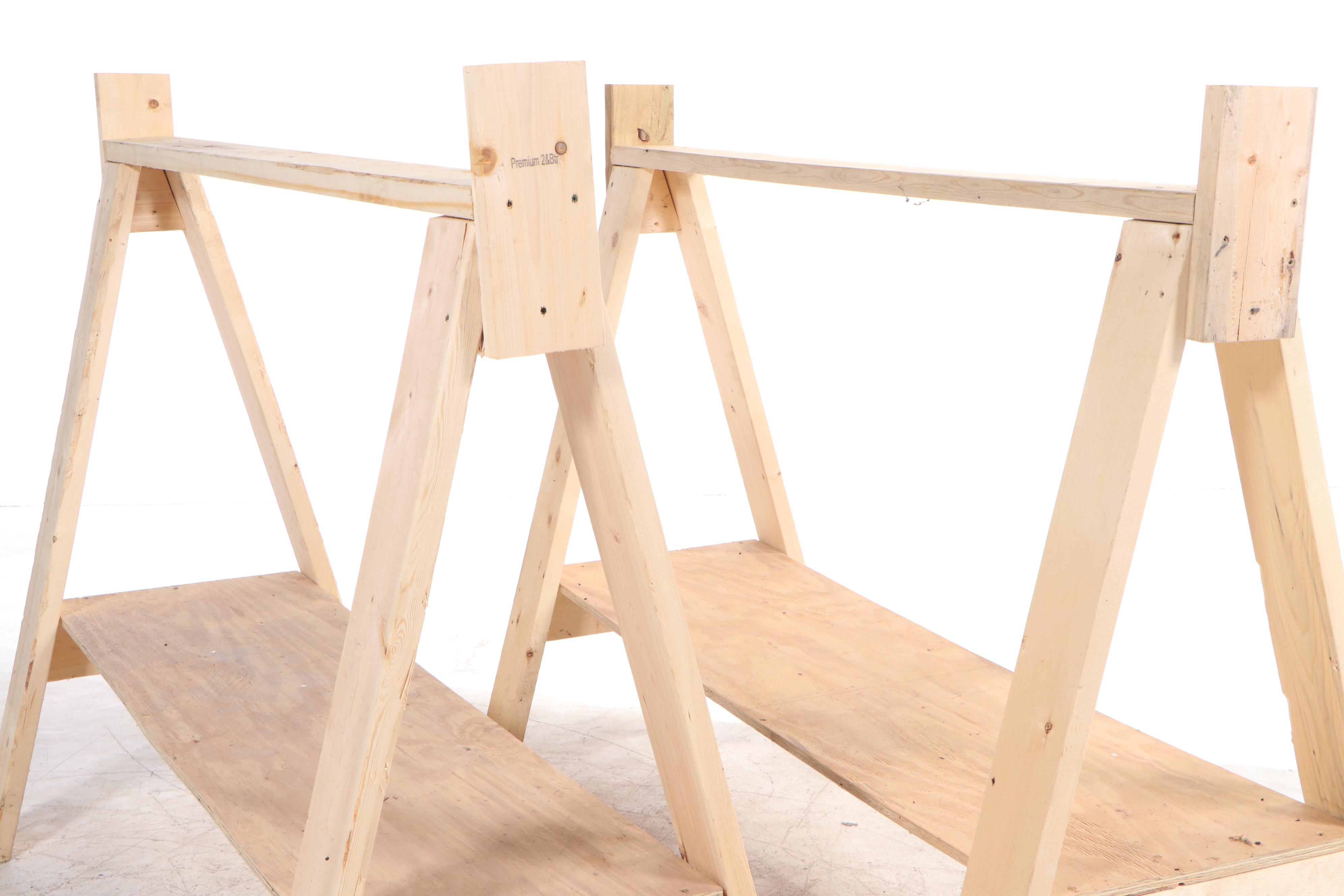 Two Pine and Plywood Custom-Made Saddle Stands