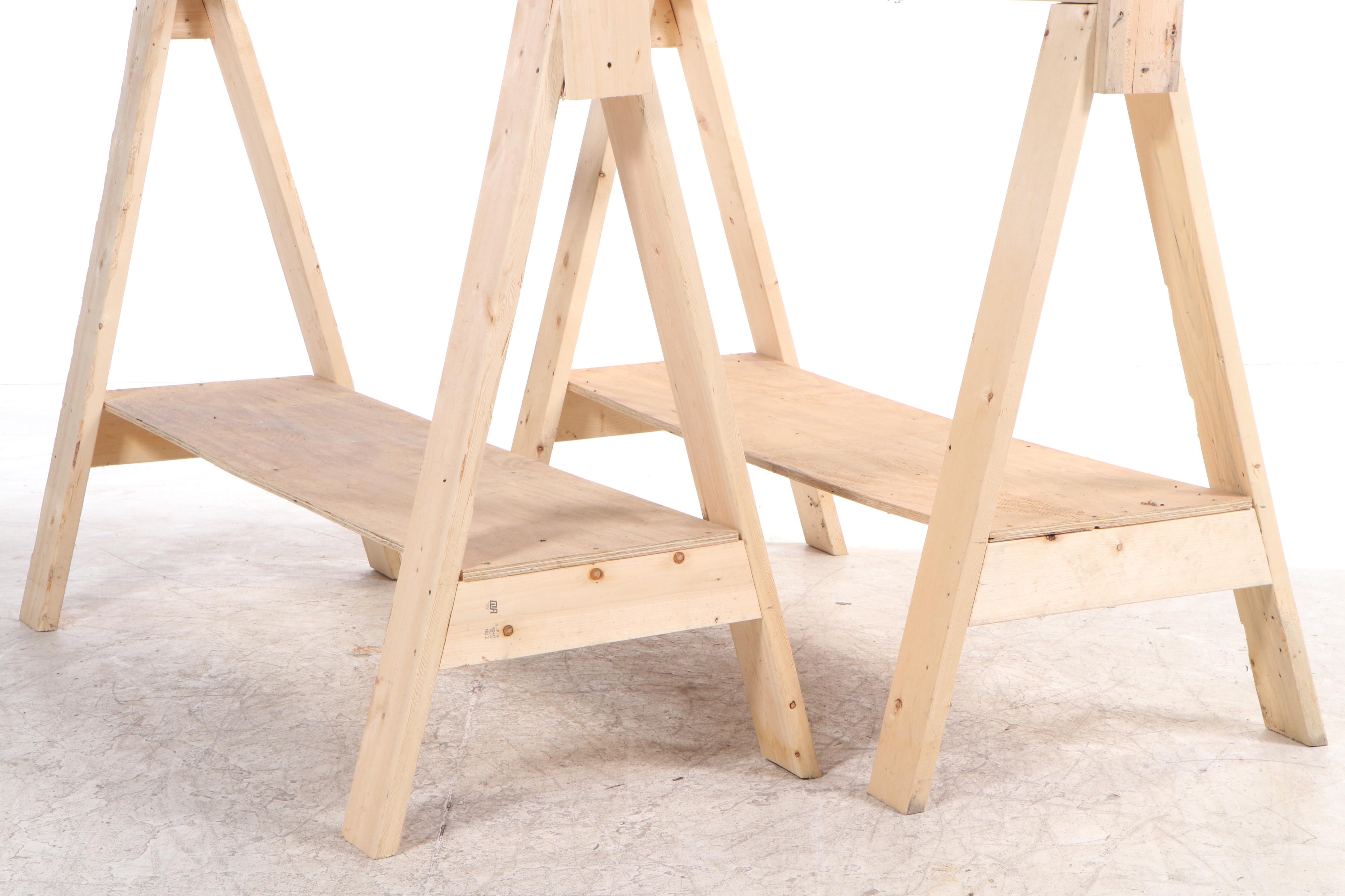 Two Pine and Plywood Custom-Made Saddle Stands