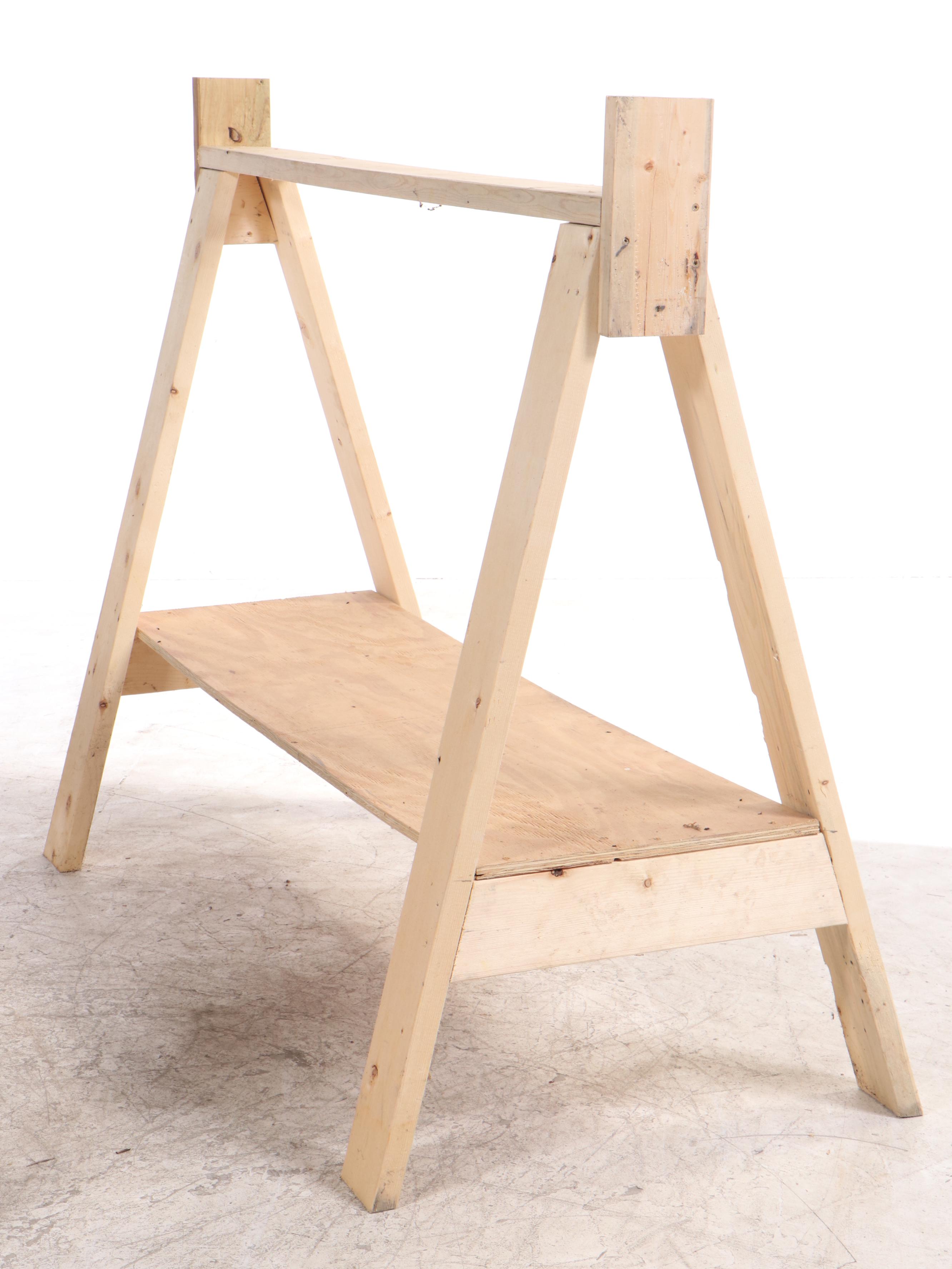 Two Pine and Plywood Custom-Made Saddle Stands